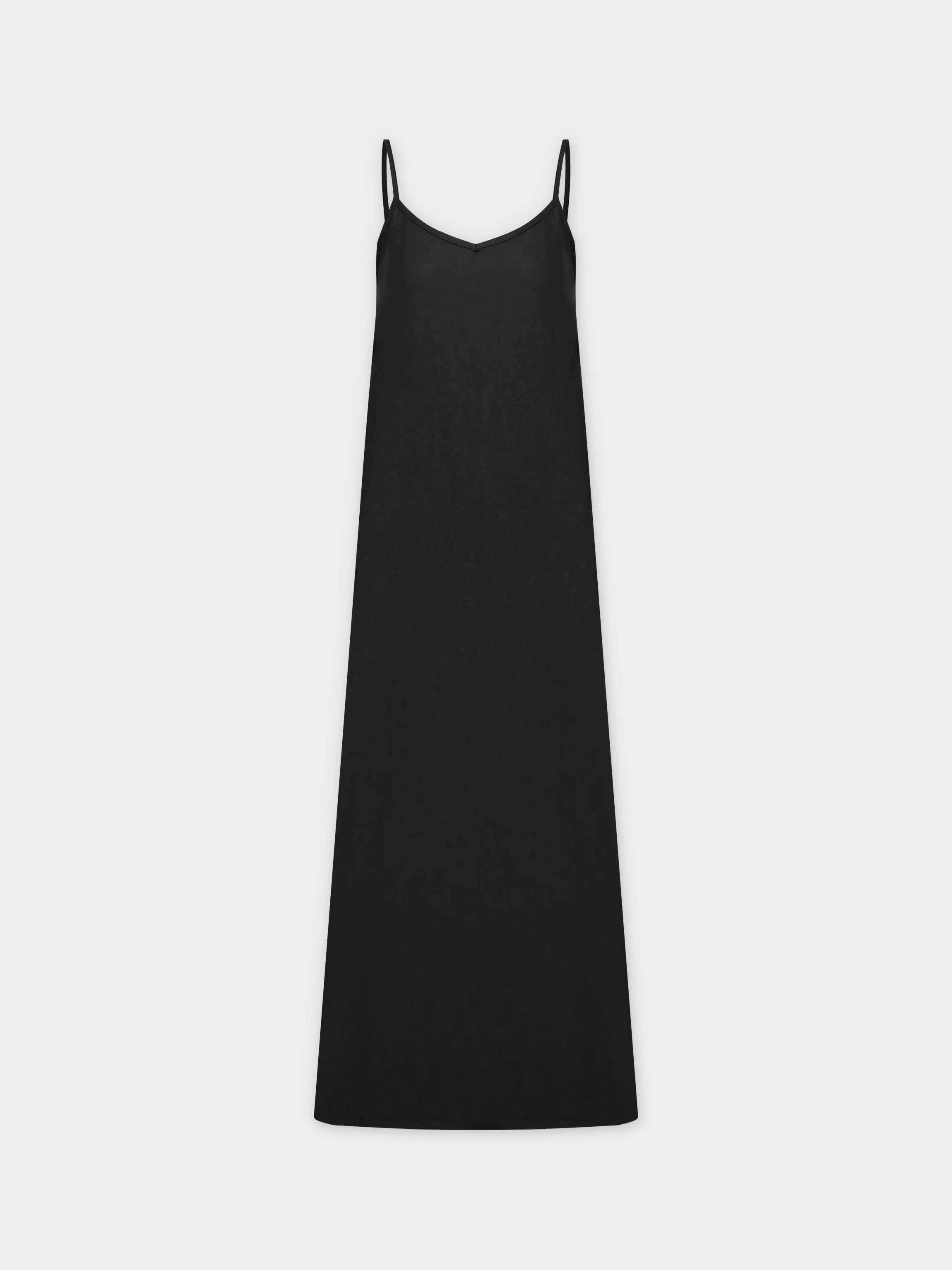 Linen Slip Dress-Black