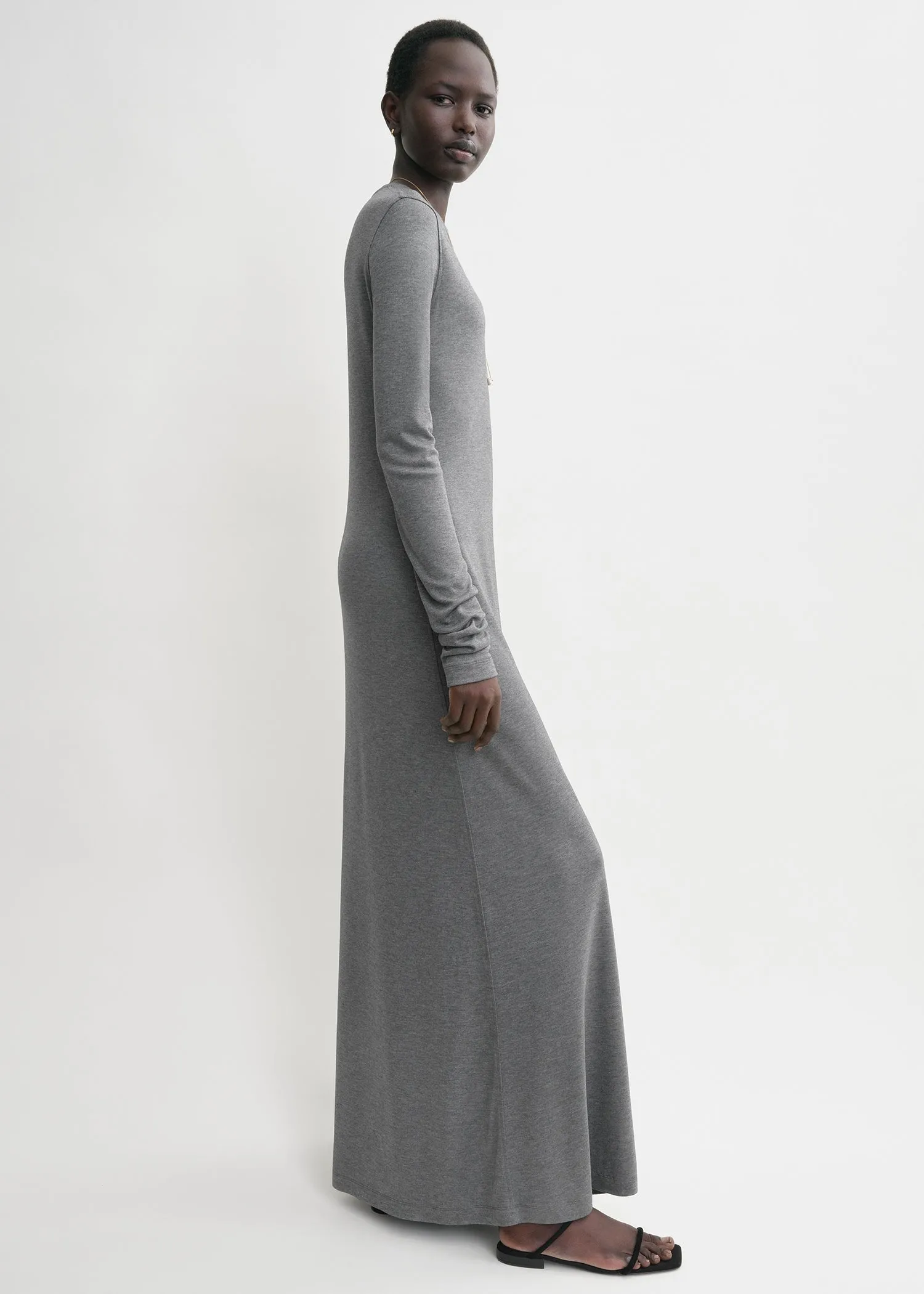 Long-sleeve jersey dress grey melange