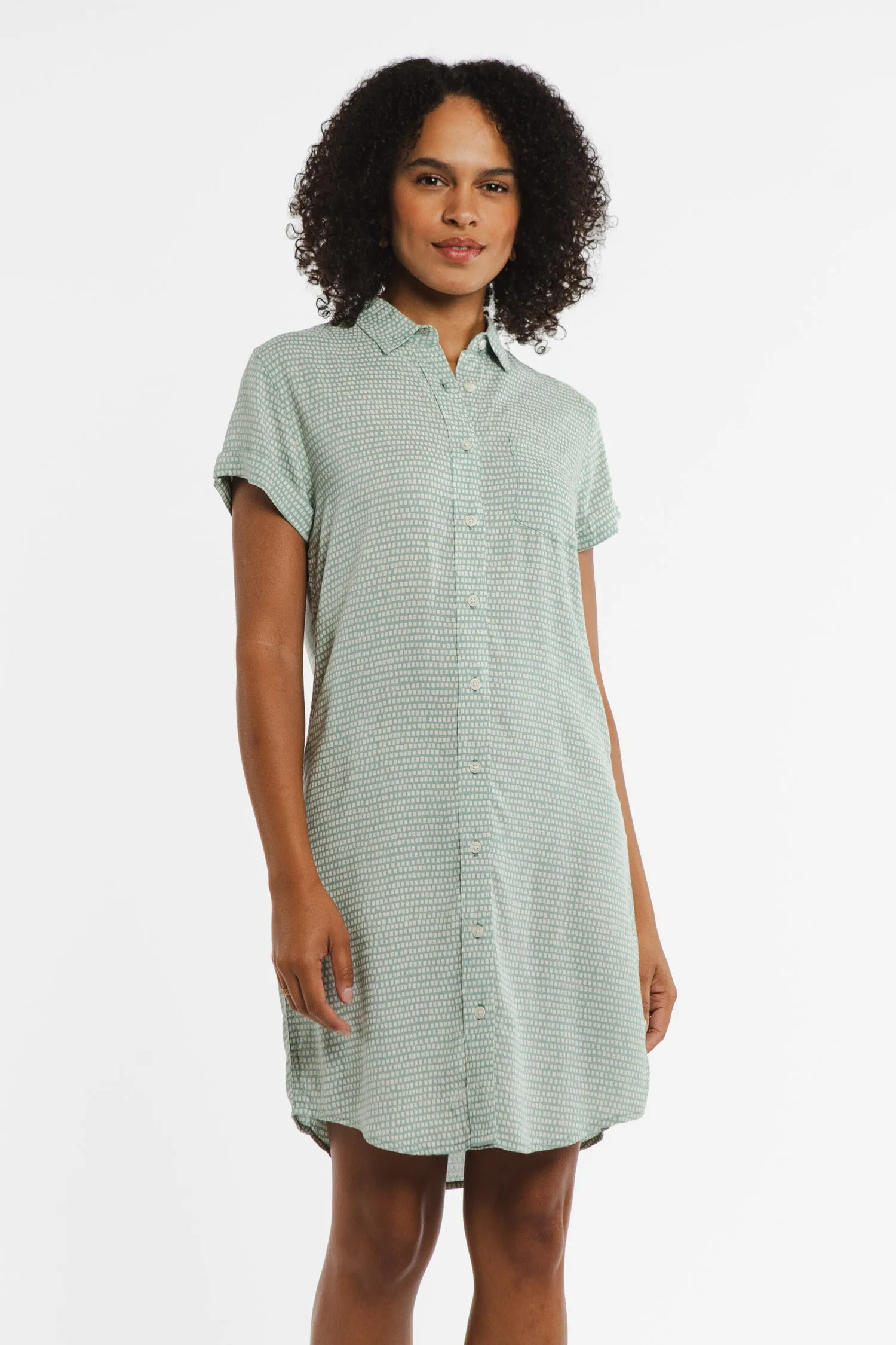 Loren Shirt Dress / Aqua Tiles