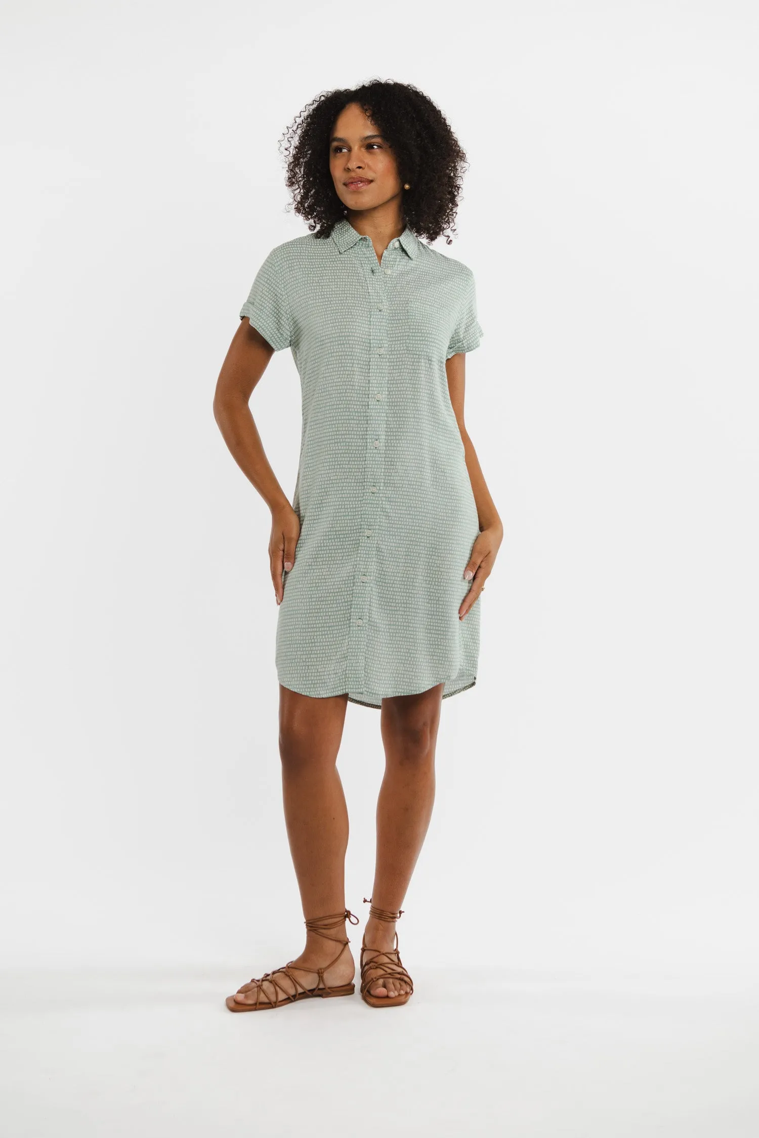 Loren Shirt Dress / Aqua Tiles