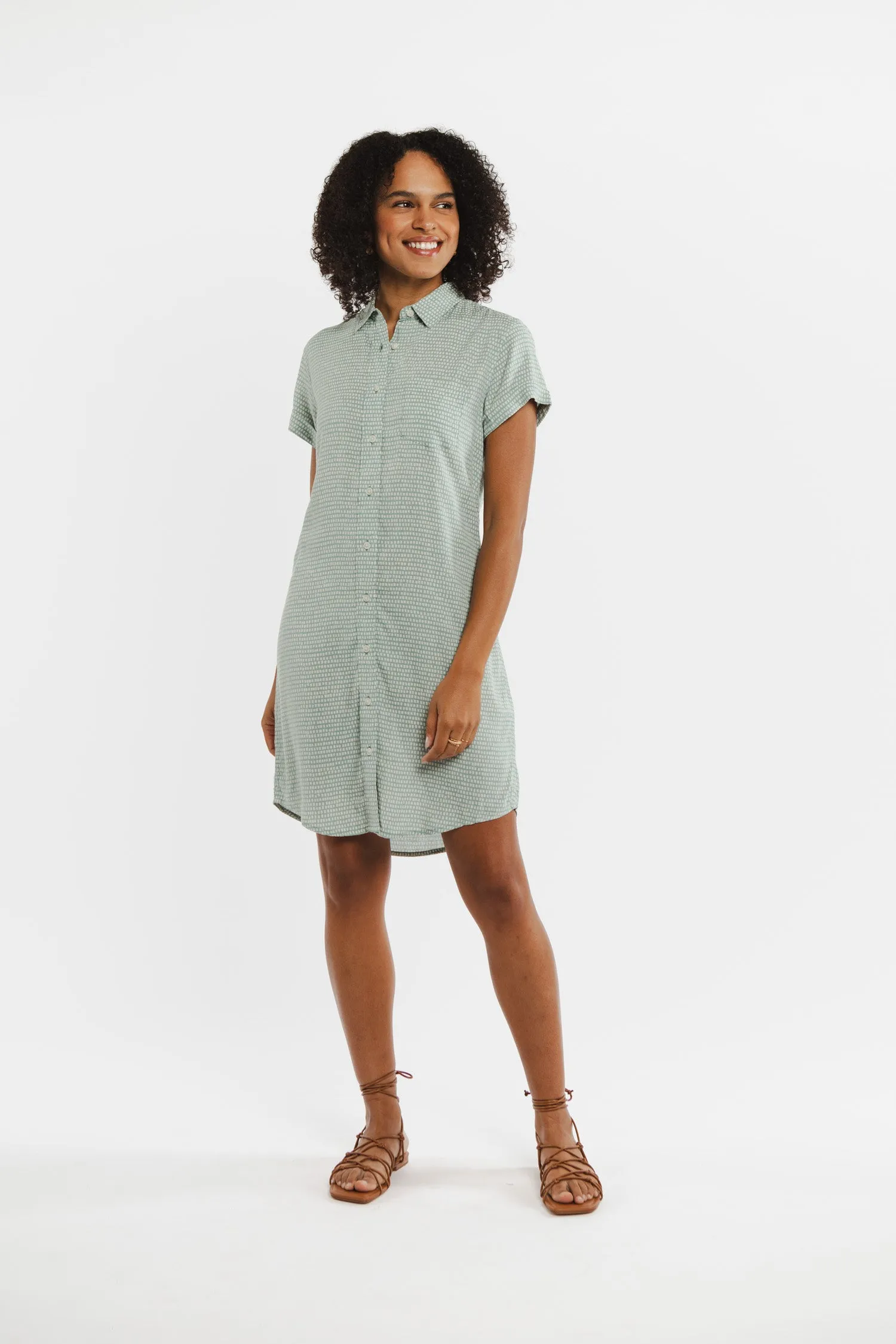 Loren Shirt Dress / Aqua Tiles