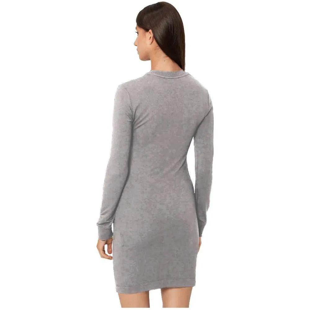 Love Moschino Chic Gray Cotton Blend Dress with Logo Detail