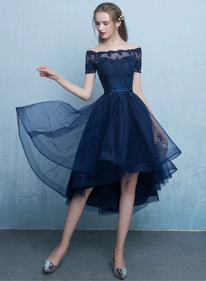 Lovely Lace Short Prom Dress, A-Line Off the Shoulder Evening Party Dress