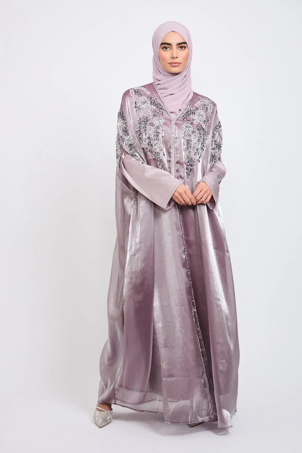 Luxury Botanical Garden Embellished Cape - Parisian Purple