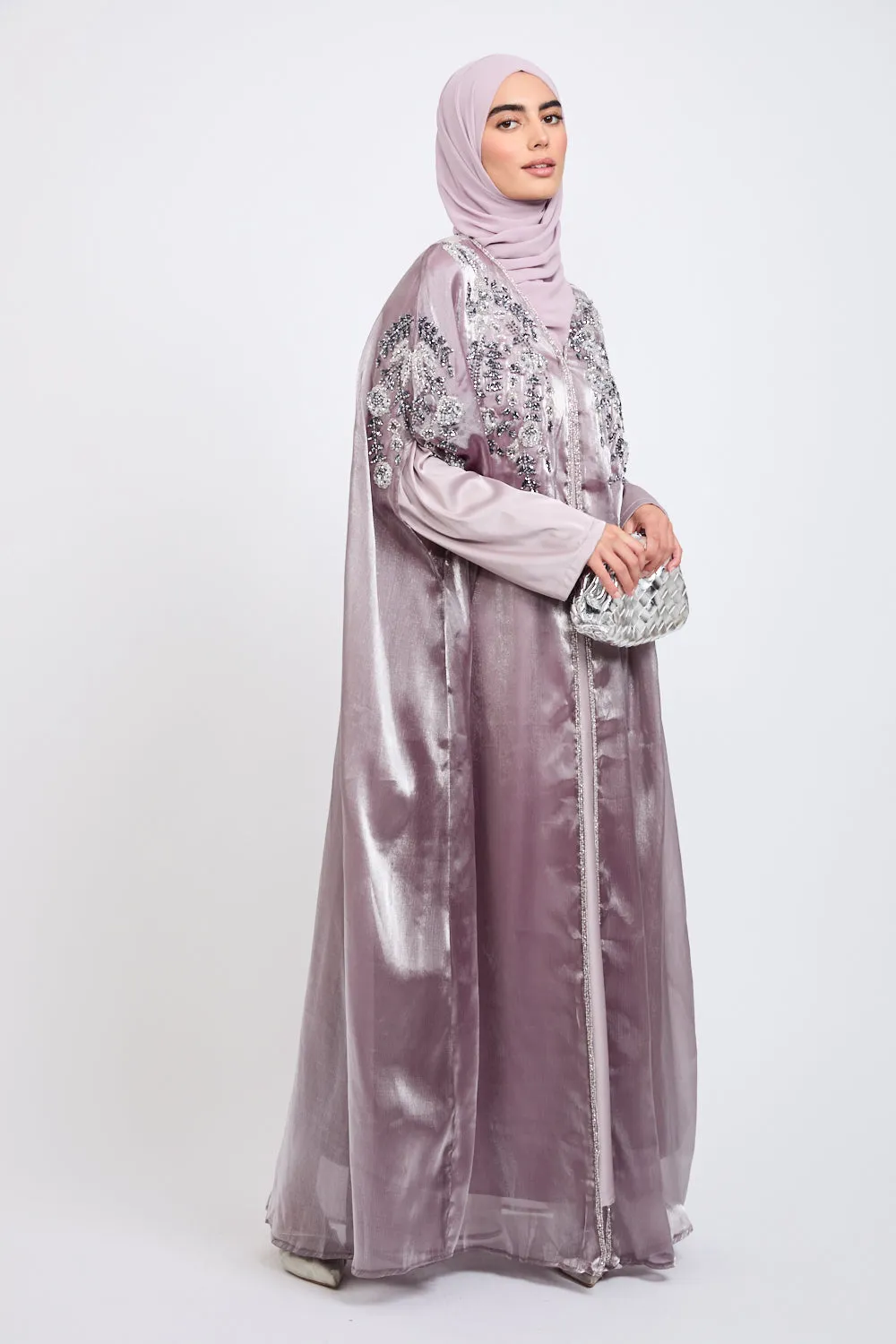 Luxury Botanical Garden Embellished Cape - Parisian Purple