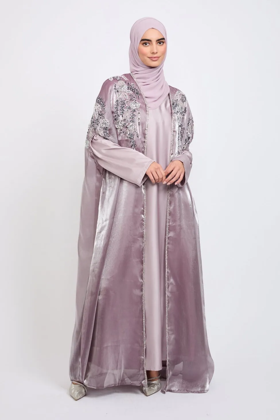 Luxury Botanical Garden Embellished Cape - Parisian Purple