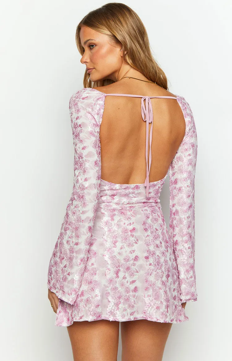 Marienne Pink Lace Mini Dress