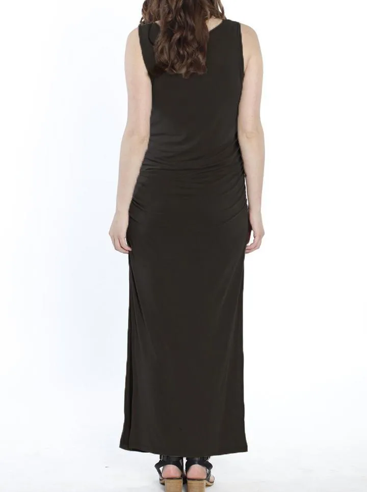 Maternity Classic Fitted Maxi Long Dress - Black