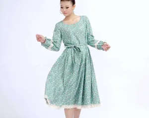 maxi dress floral print dress long sleeve dress (270)