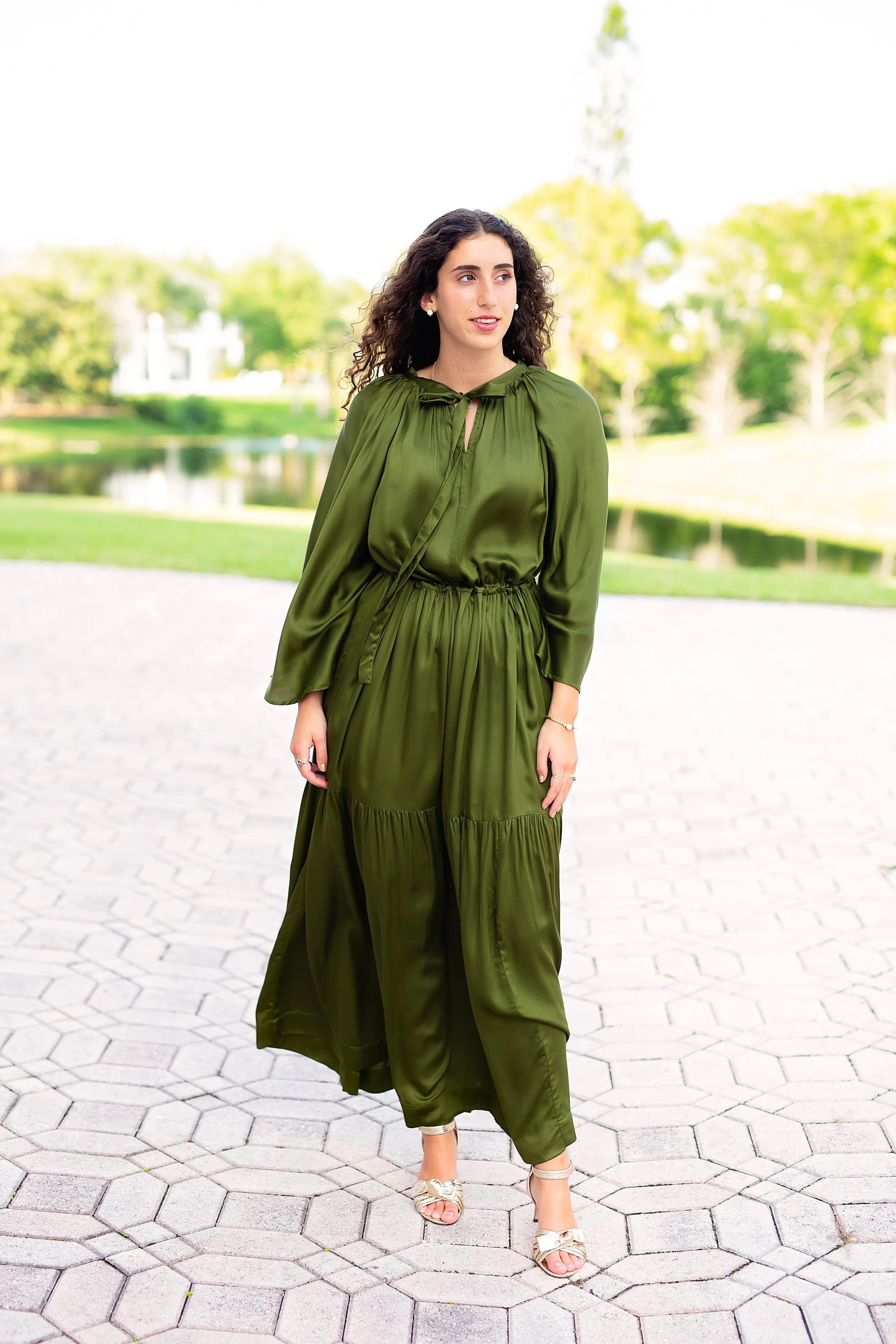 Mazel Dress - Olive Premium Modal Satin