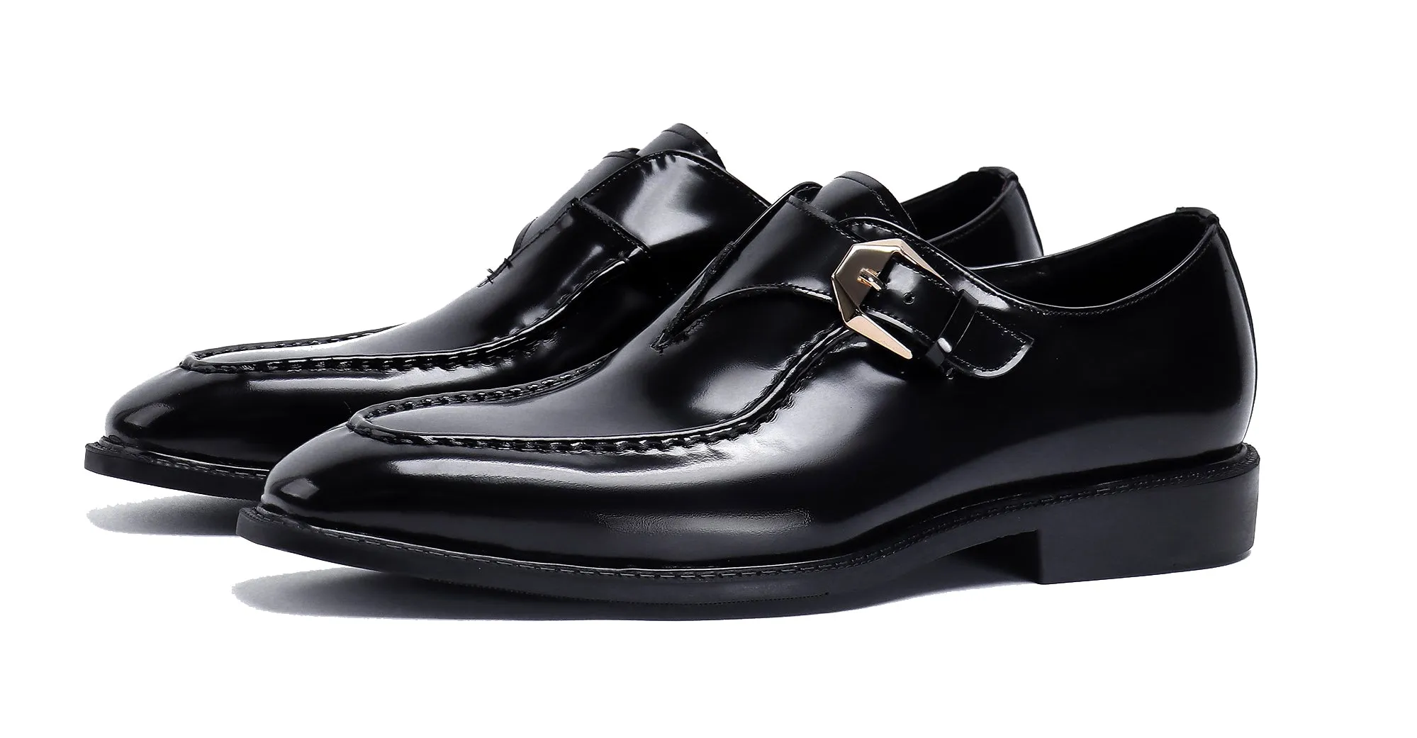 Men's Patent Leather Loafers Monk Strap