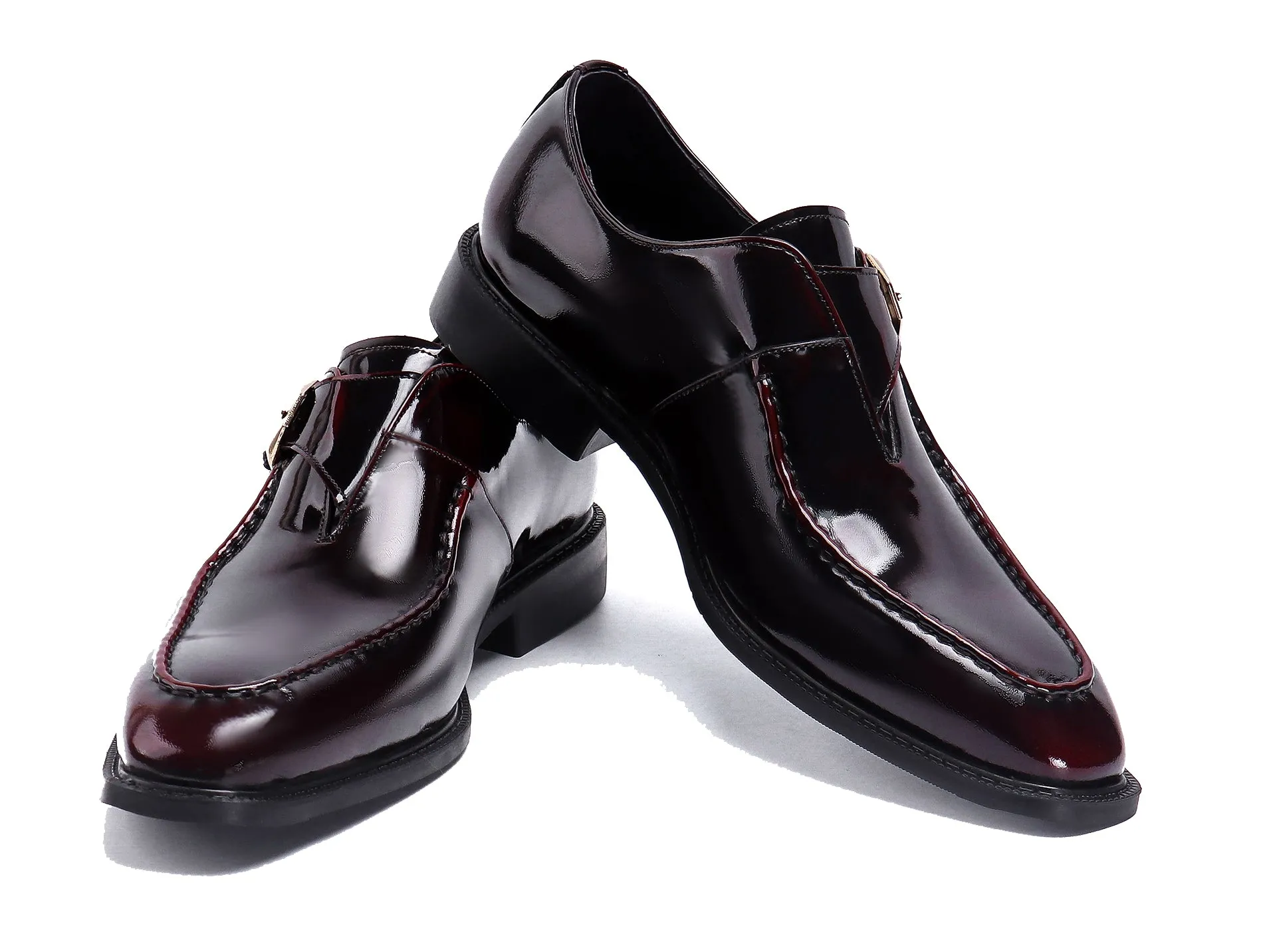 Men's Patent Leather Loafers Monk Strap