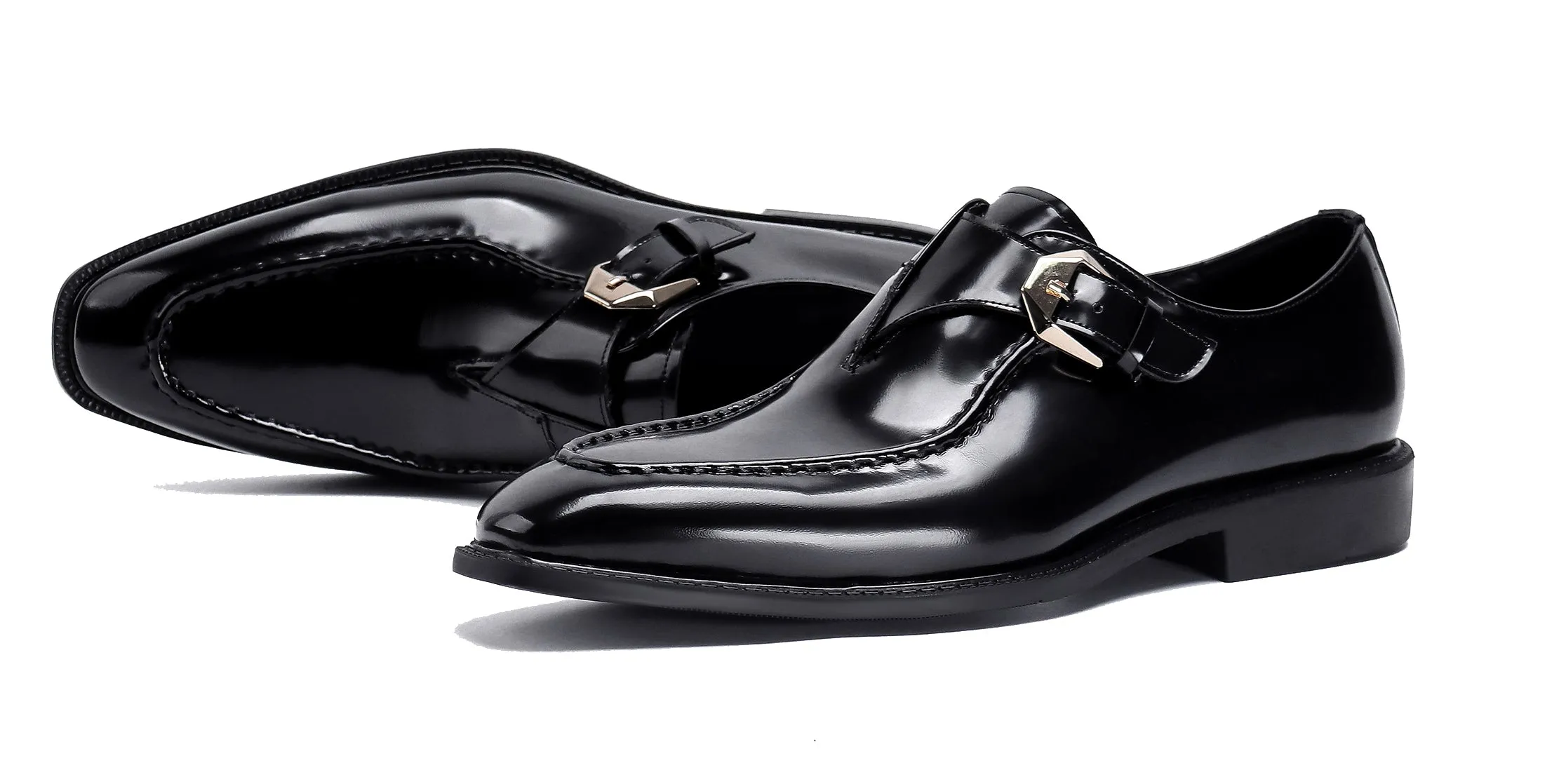 Men's Patent Leather Loafers Monk Strap