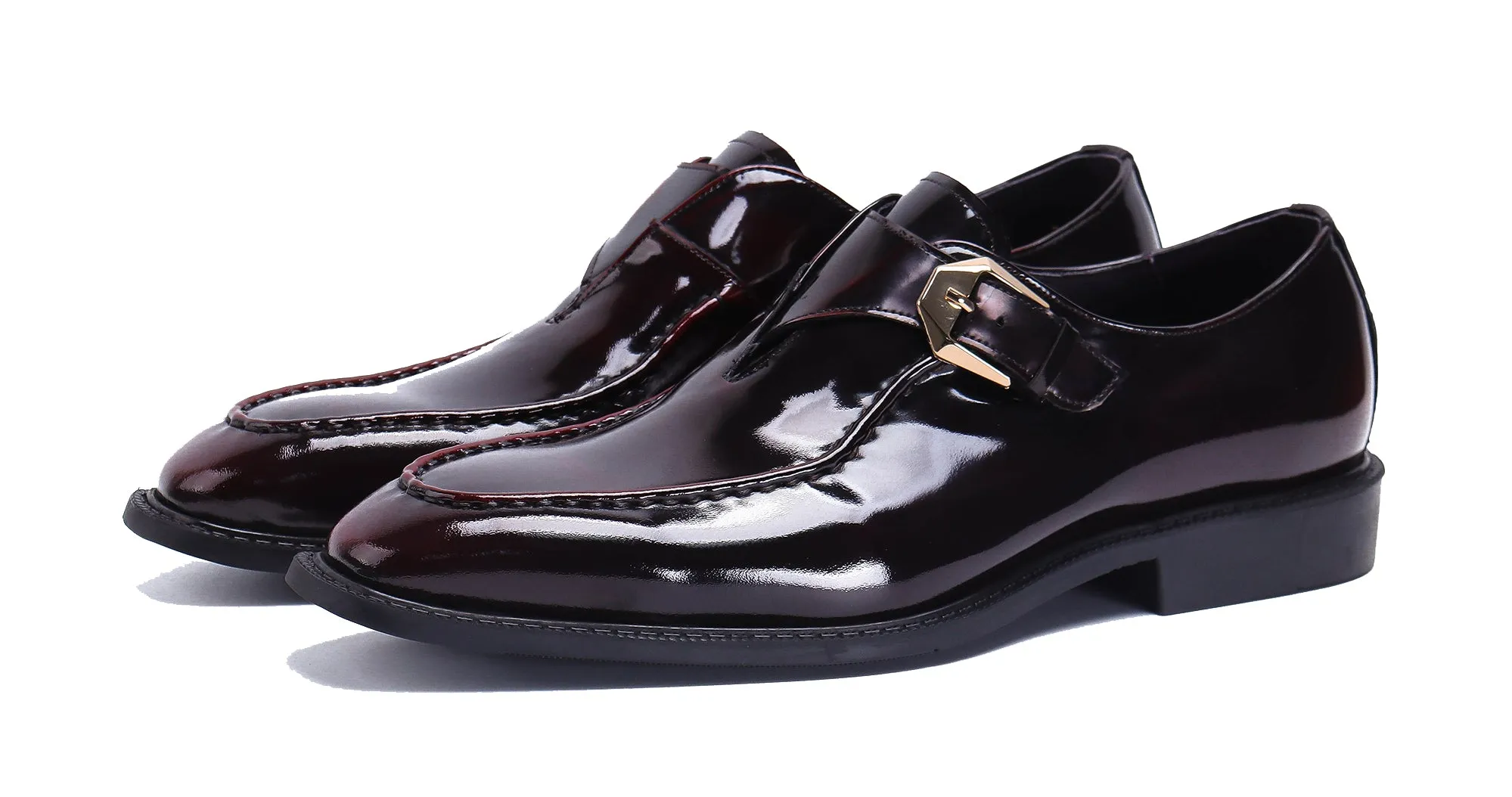 Men's Patent Leather Loafers Monk Strap