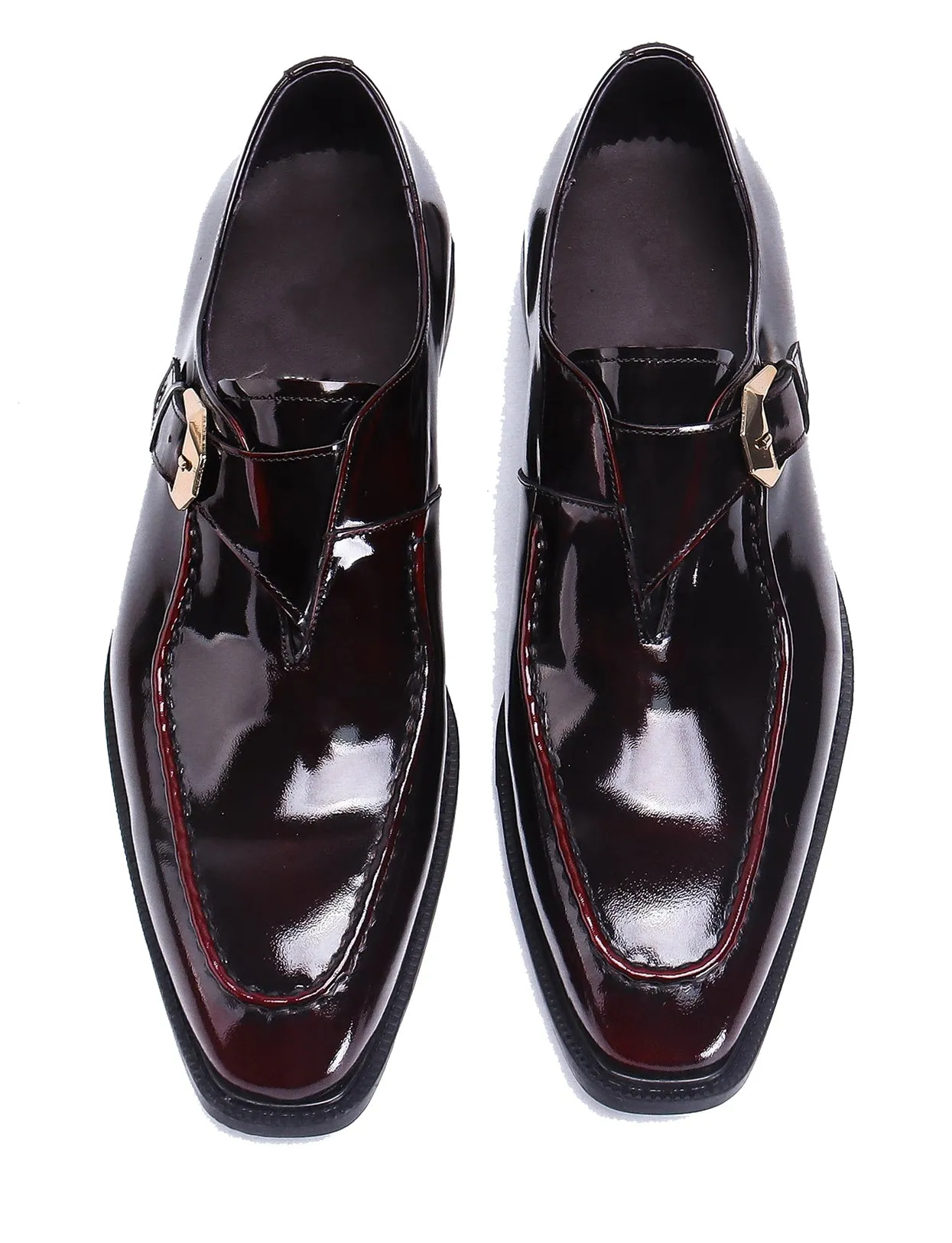 Men's Patent Leather Loafers Monk Strap