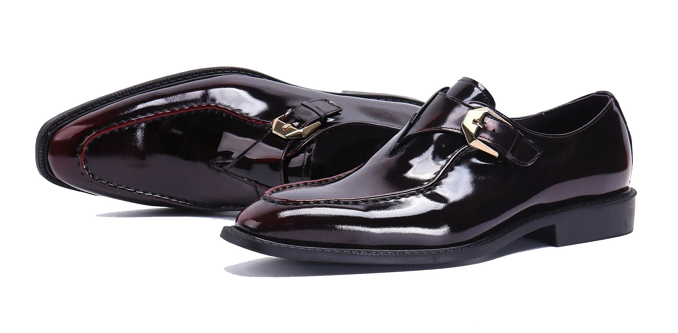 Men's Patent Leather Loafers Monk Strap