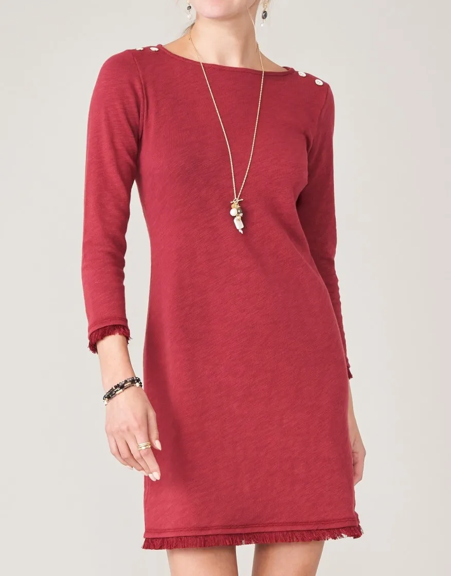 Mila Fringe Dress - Pomegranate