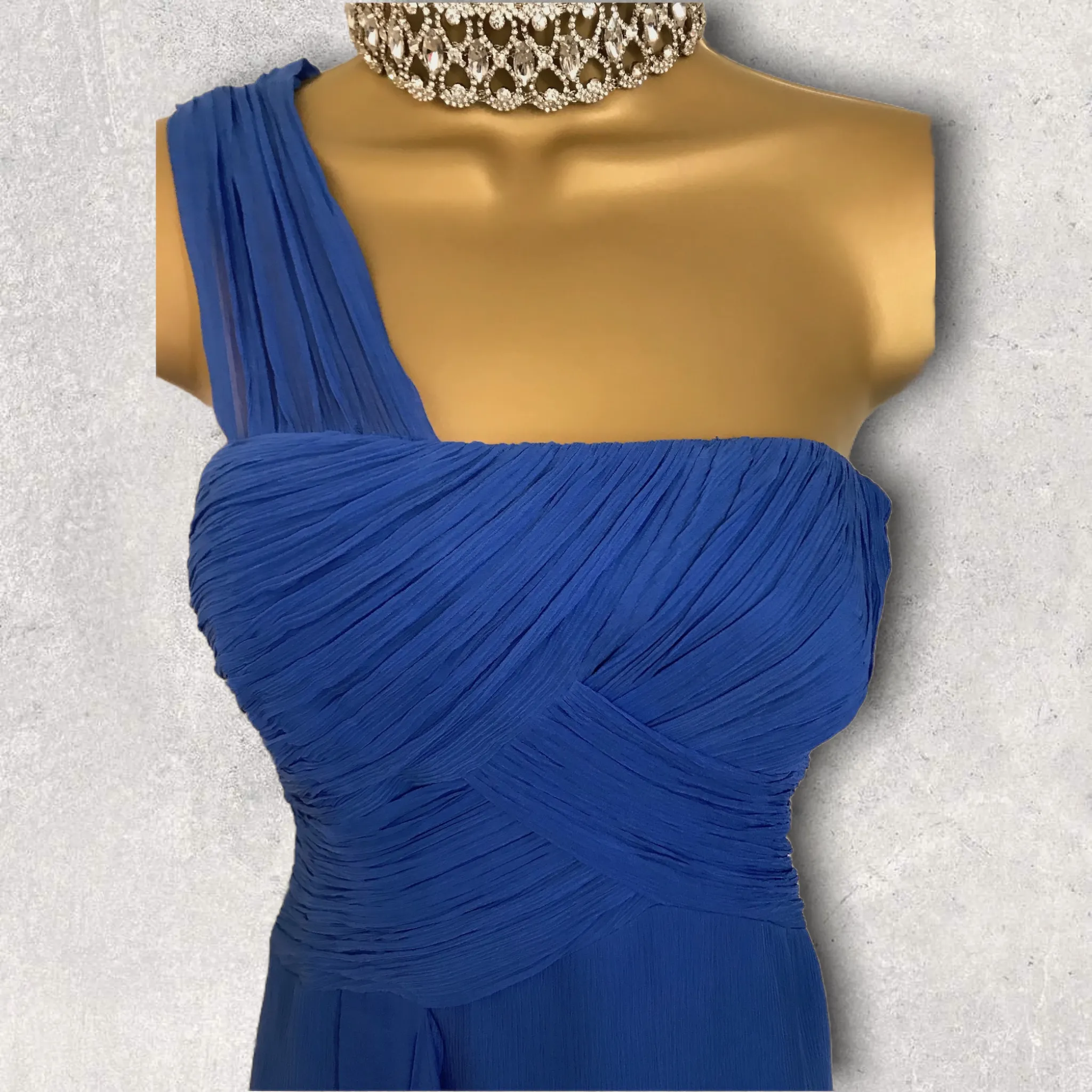 Monsoon Rhumba Blue One Shoulder Silk Dress UK 10 US 6 EU 38 BNWT RRP £135