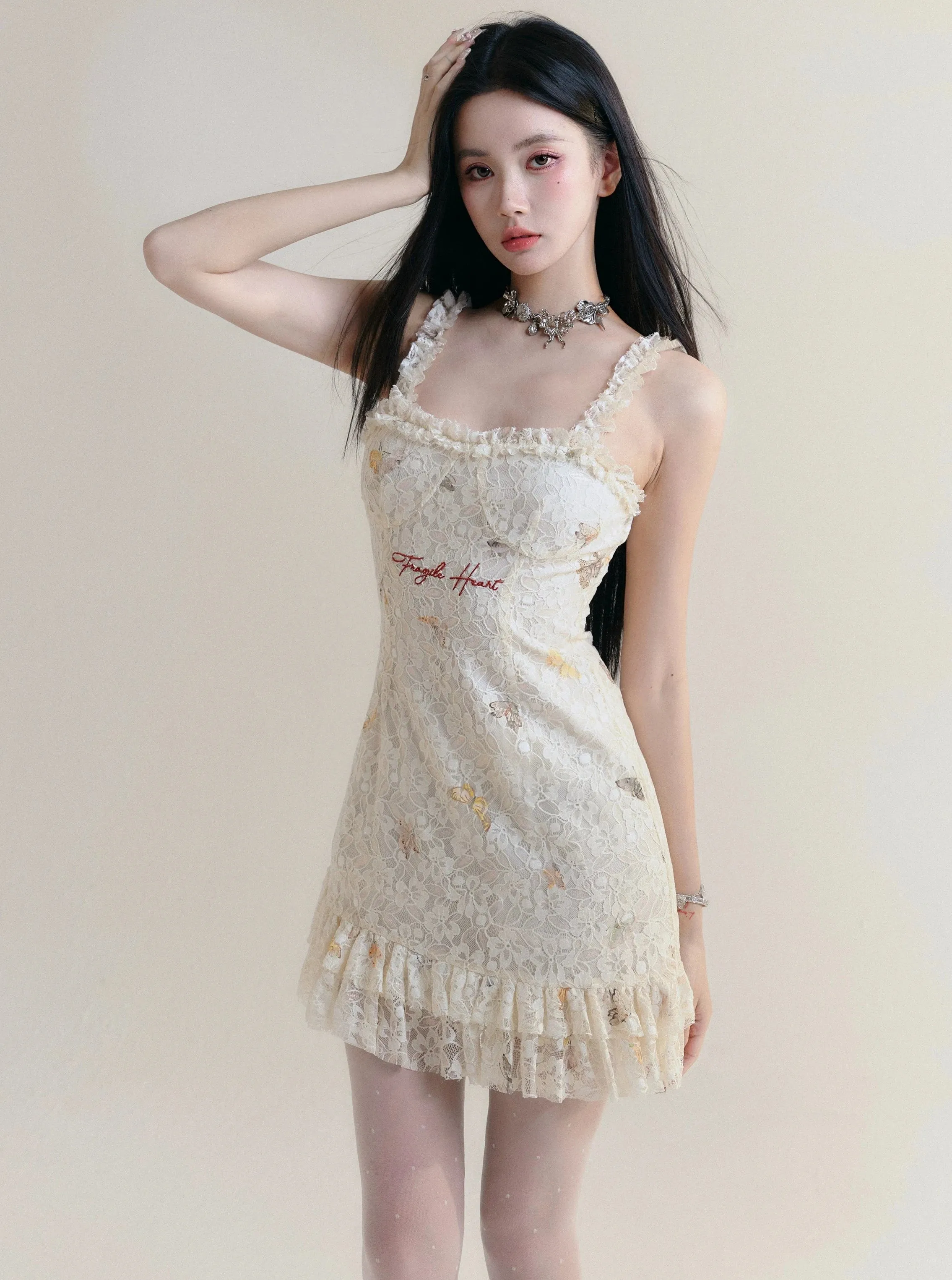 Nightmare Lace Embroidered Slip Dress