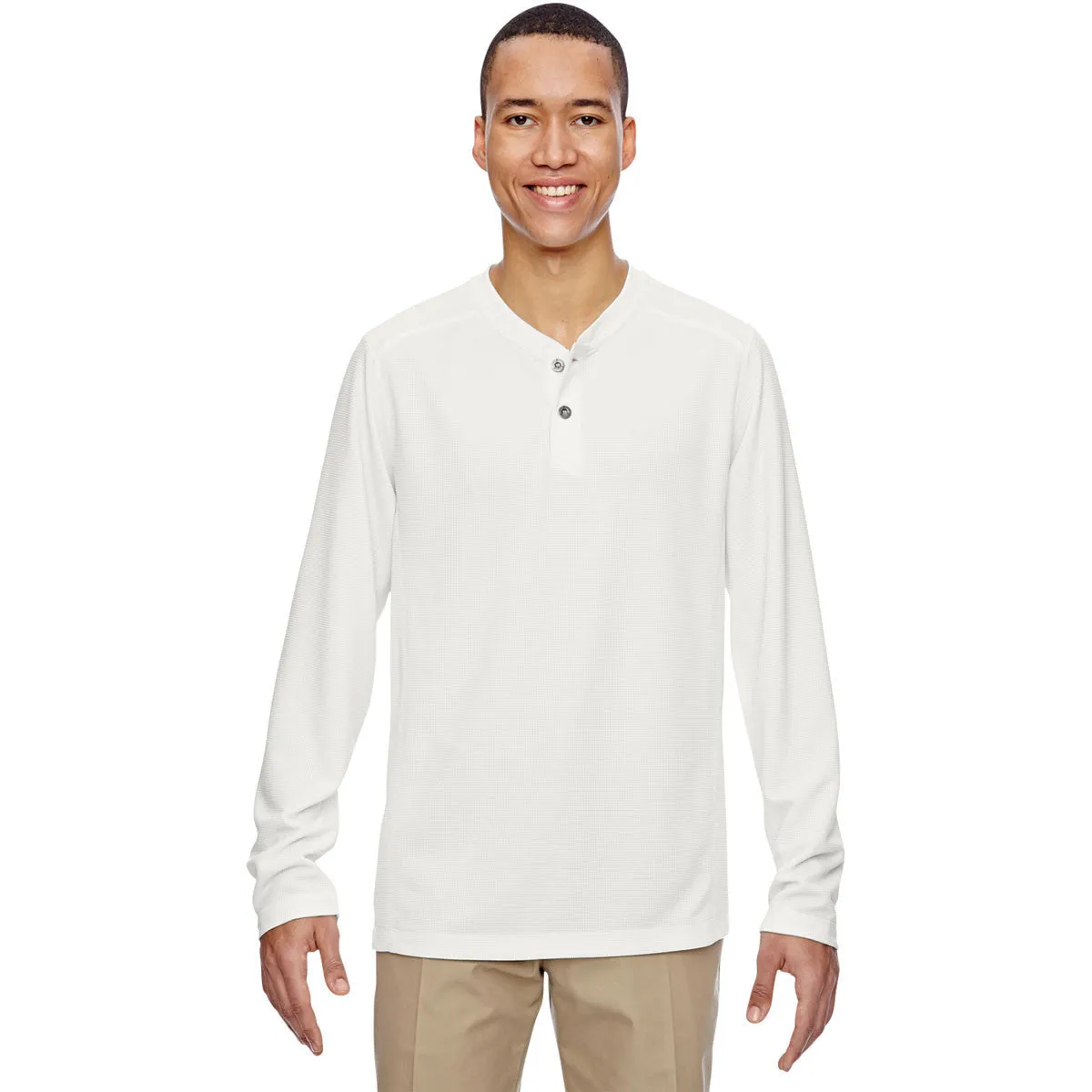 North End Men's Crystal Quartz Excursion Nomad Performance Waffle Henley