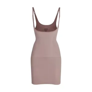 OPEN BUST SLIP DRESS | UMBER