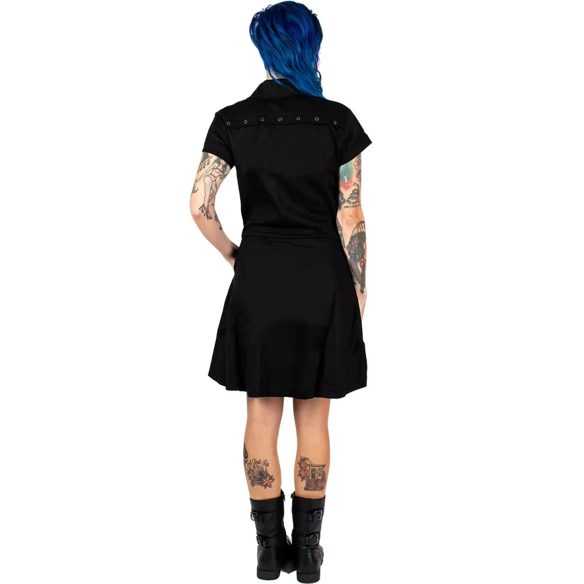 Orchid Bloom | Black Gothic Zipper Dress