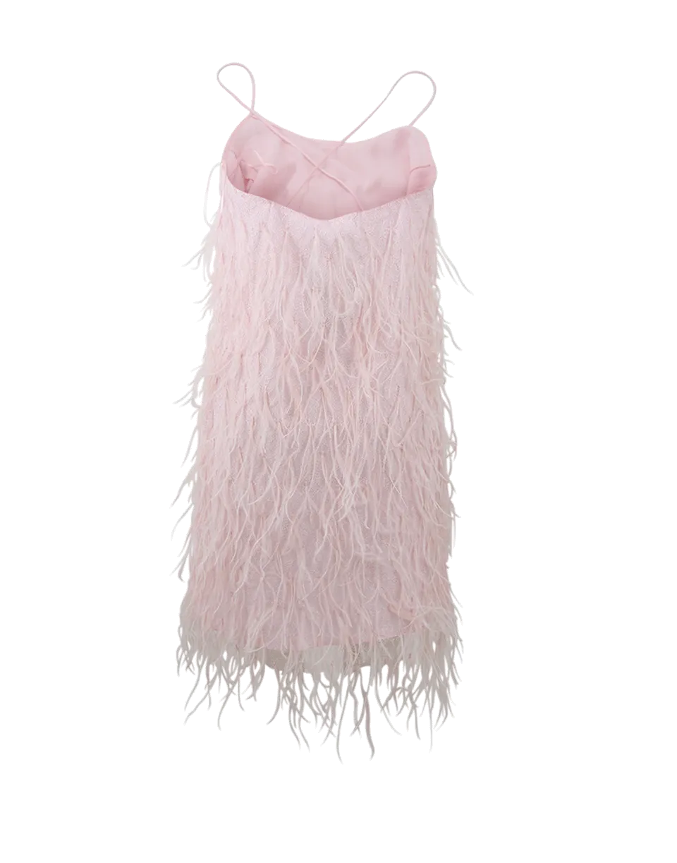 Ostrich Feather Mini Slip Dress