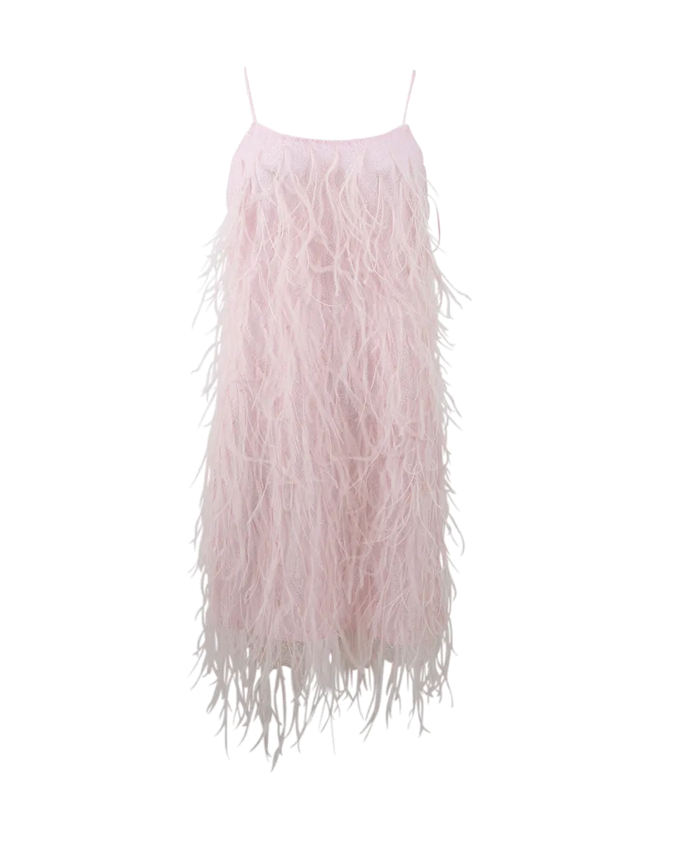 Ostrich Feather Mini Slip Dress