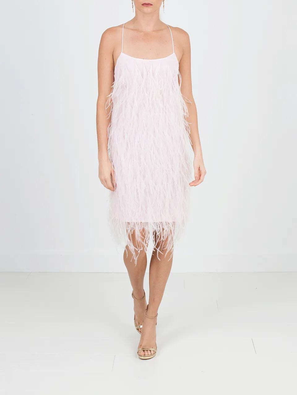 Ostrich Feather Mini Slip Dress