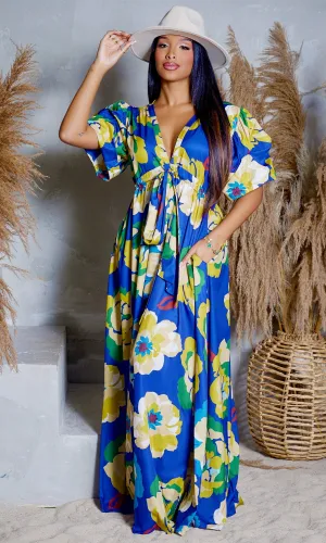 Pockets & Prints Maxi Dress - Royal Blue FINAL SALE