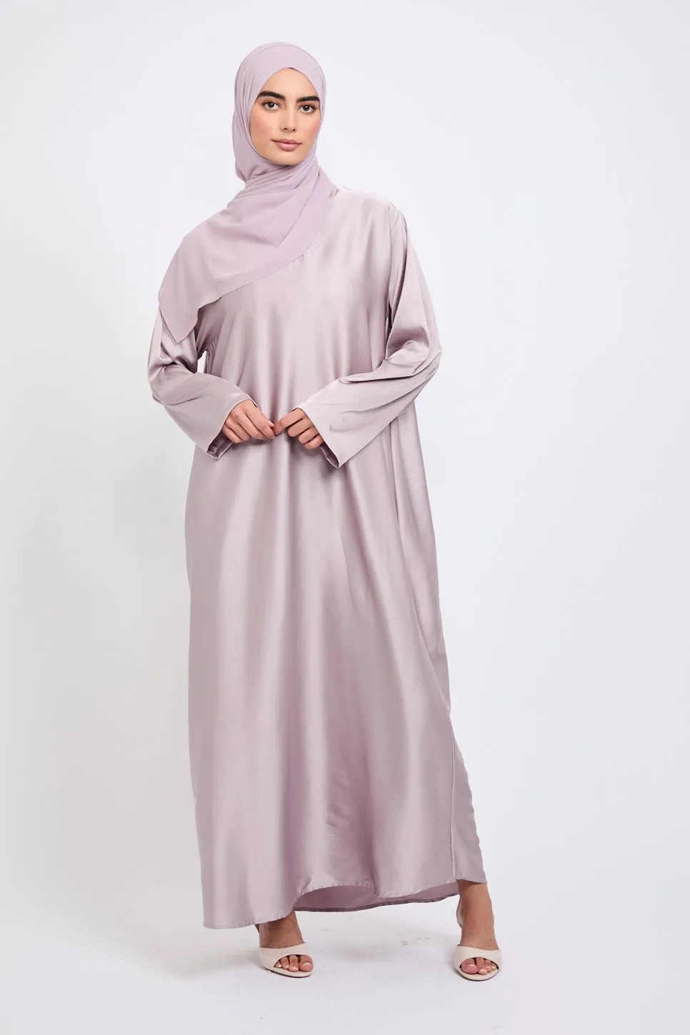 Premium English Rose Satin Inner Slip Dress  - LONG SLEEVE