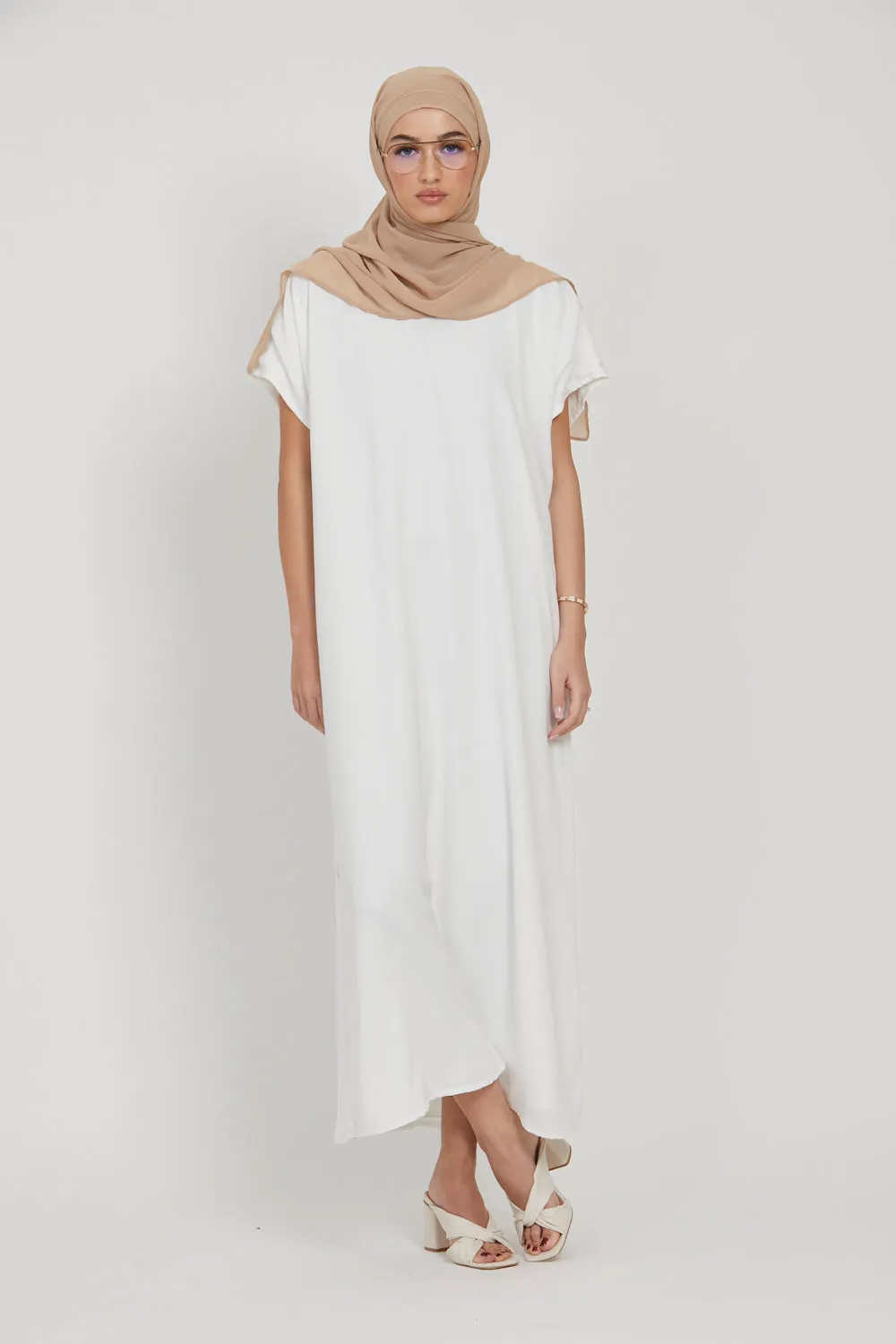 Premium Nidha Inner Slip Dress - White - WITH LINING