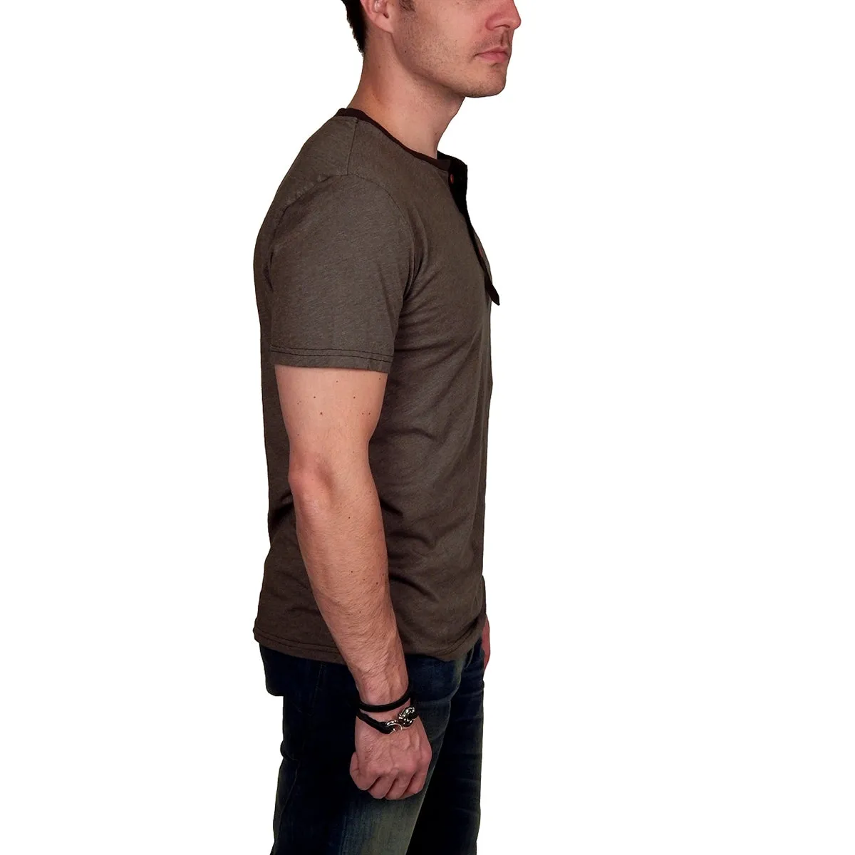 Prospective Flow - "OTARU" Henley Tee in Heather Olive