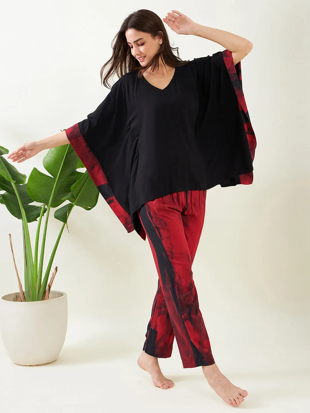 Red Midnight Kaftan Pajama Set