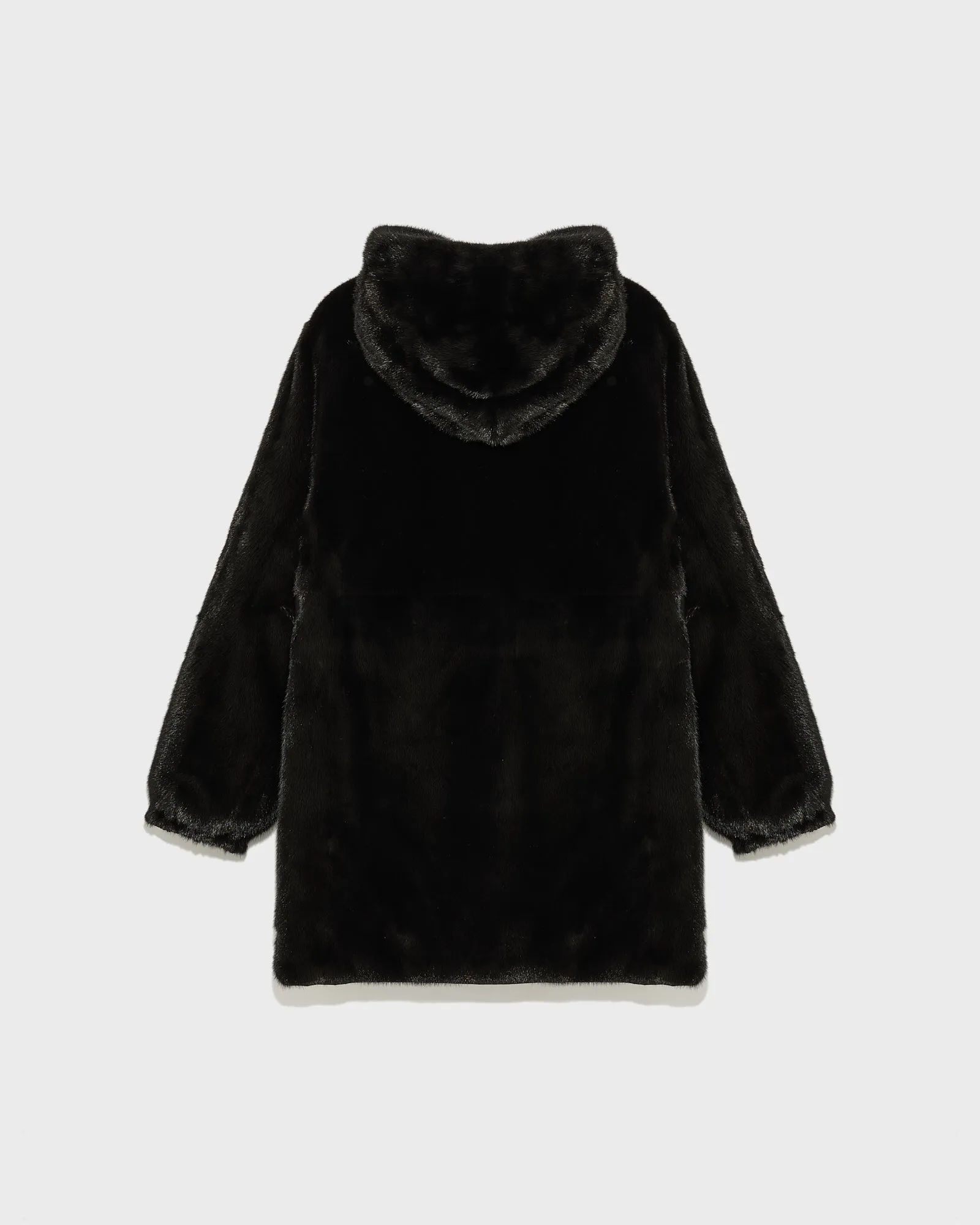 Reversible long parka in fabric and mink