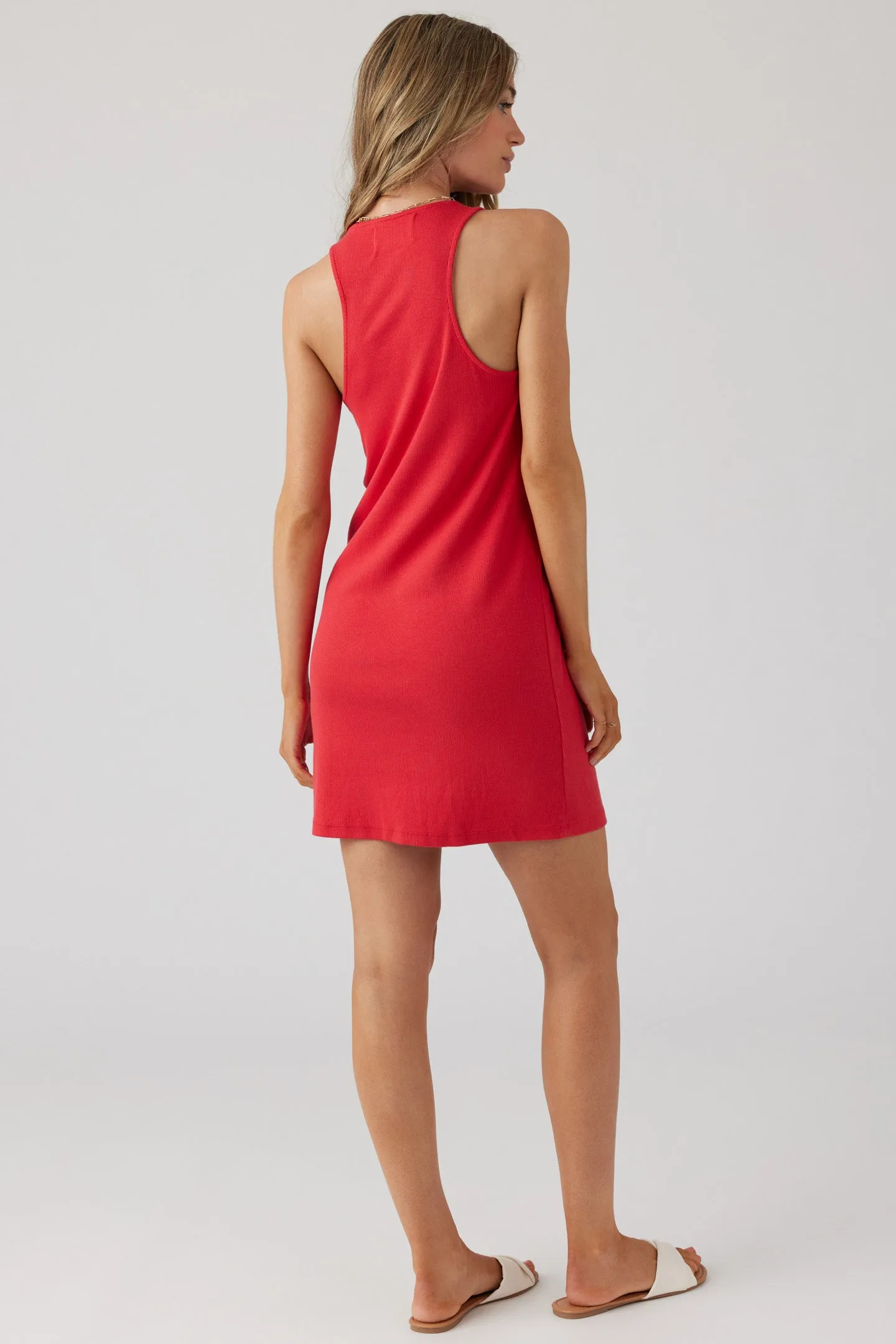 Rib Racer Tank Dress - Poppy