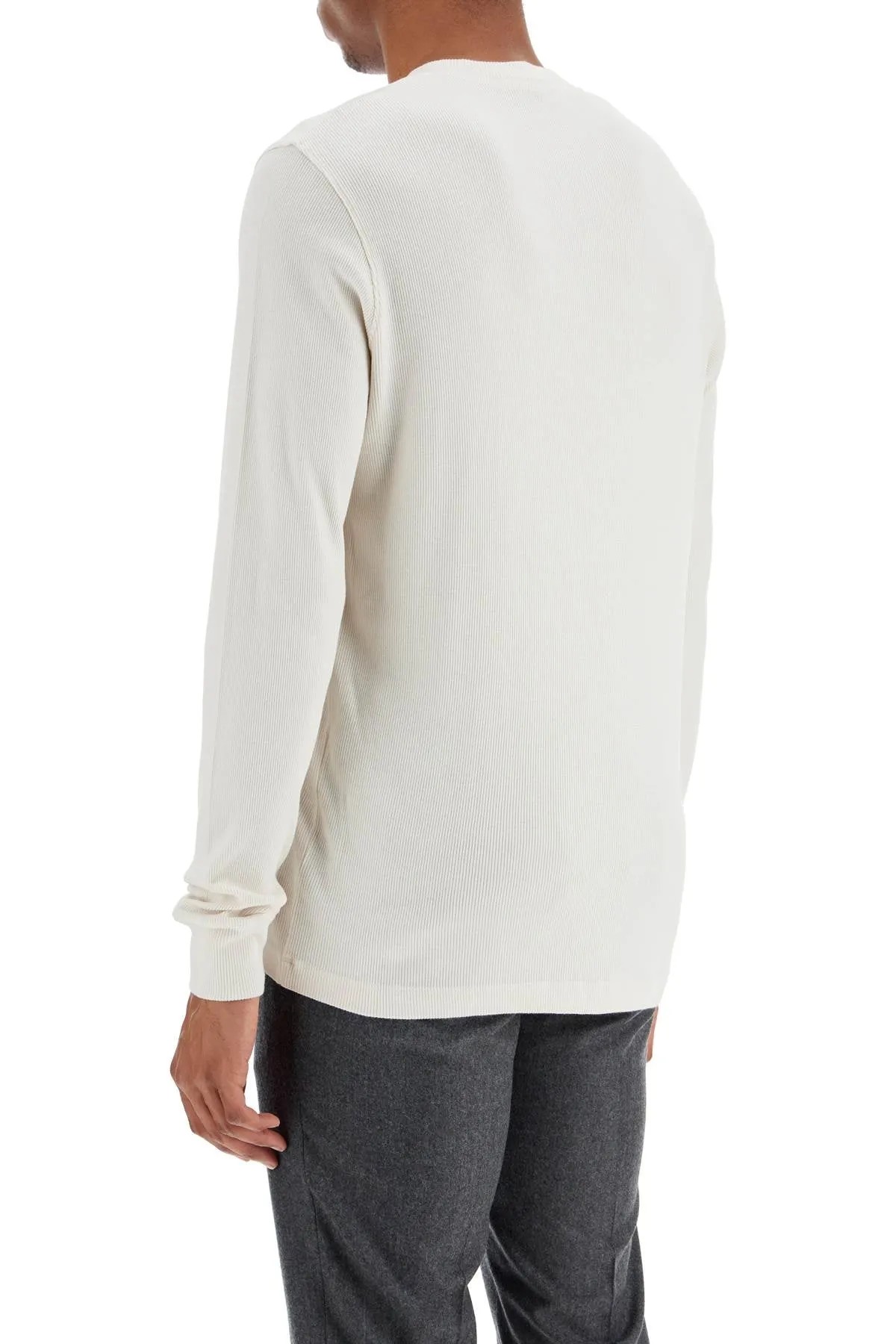 Ribbed Cotton-Blend Henley T-Shirt