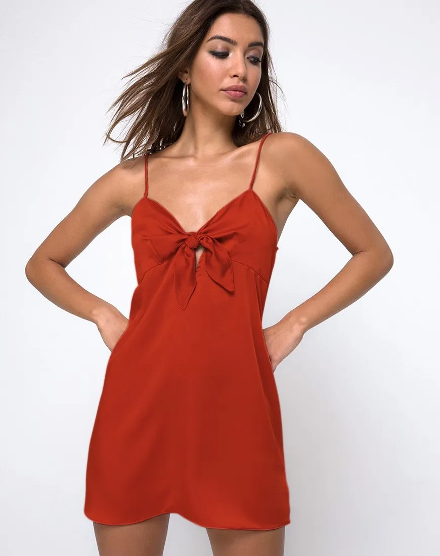 Roppan Slip Dress in Satin Rust