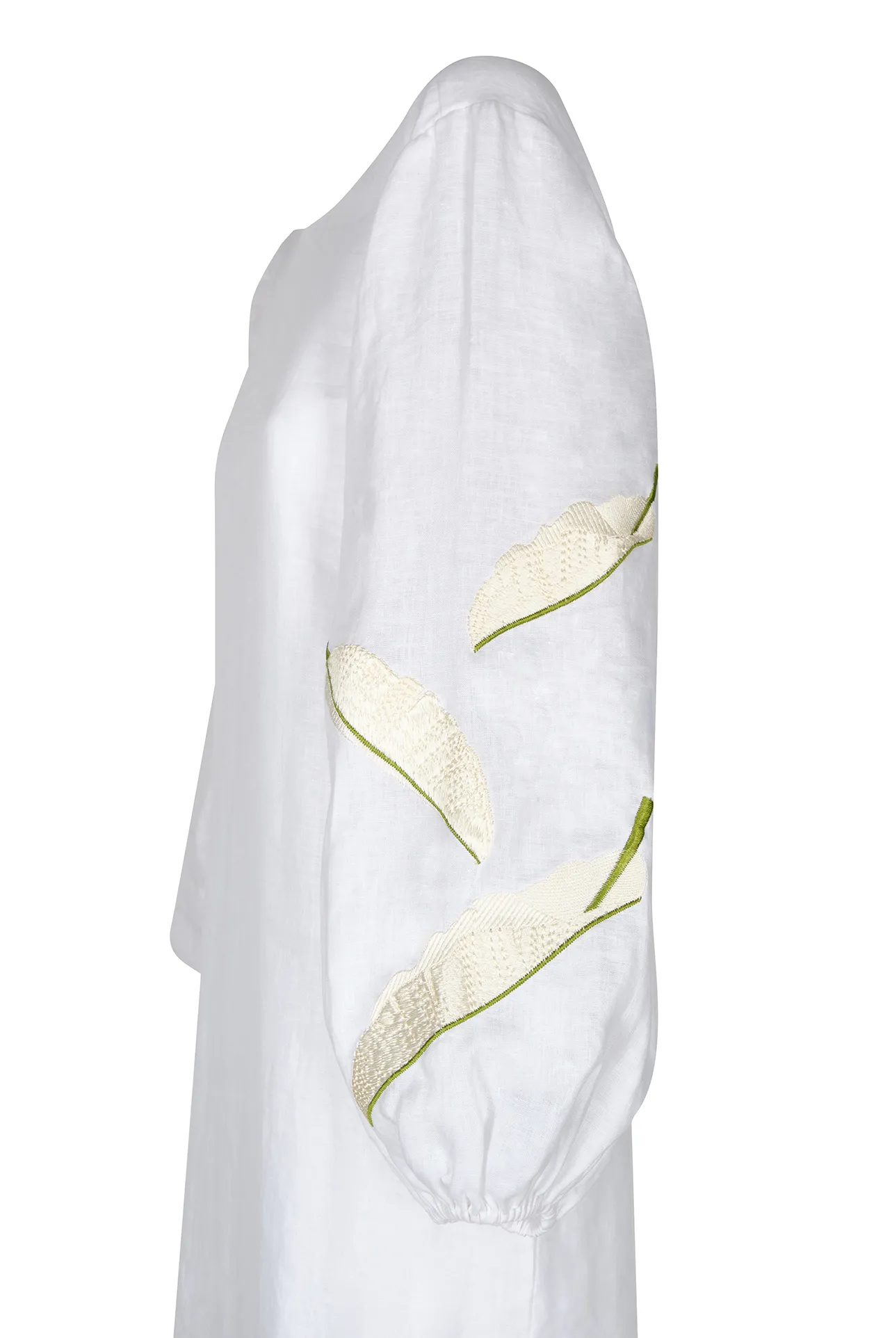 Saman Linen Embroidered Maxi Dress / White