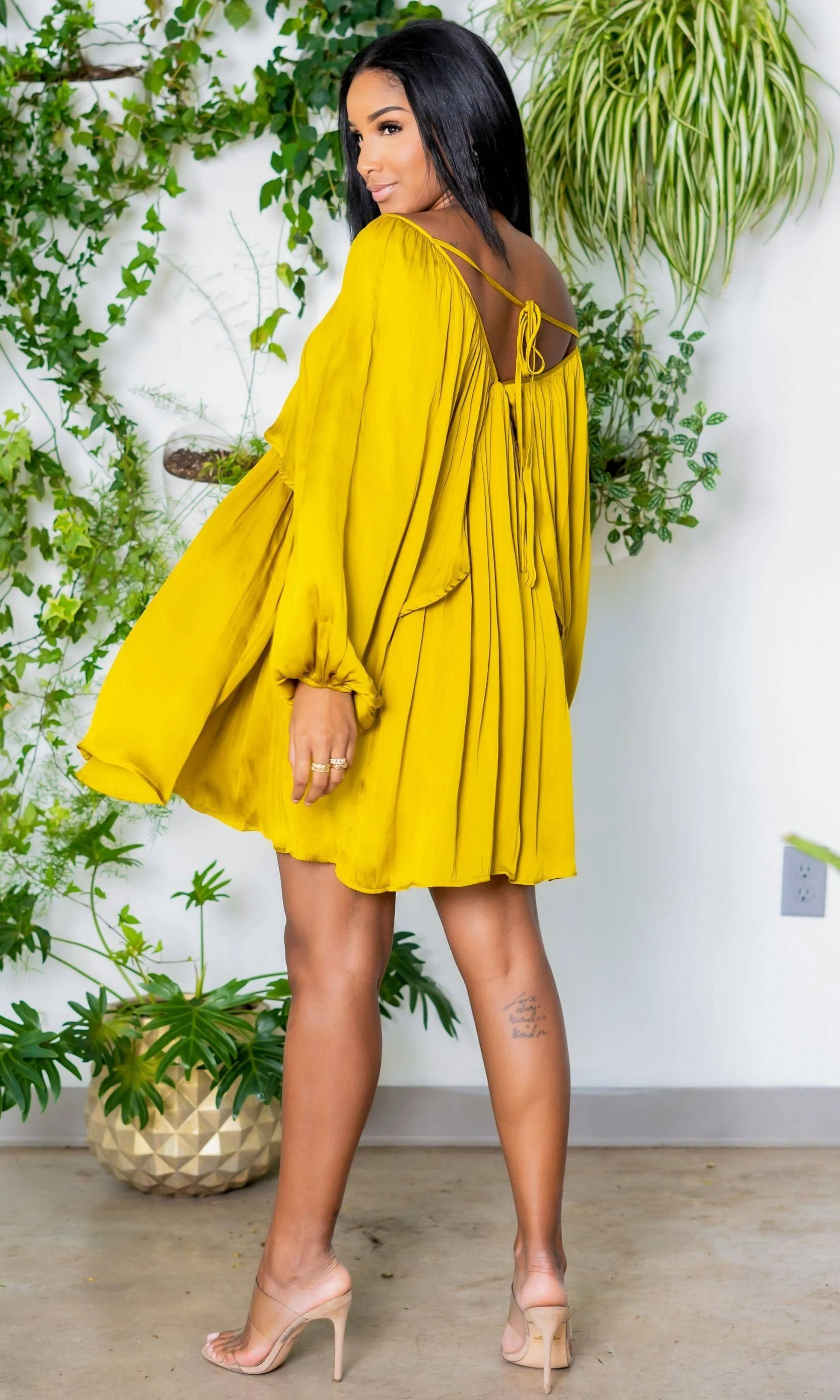 She's Classy | Flow Dress - Chartreuse