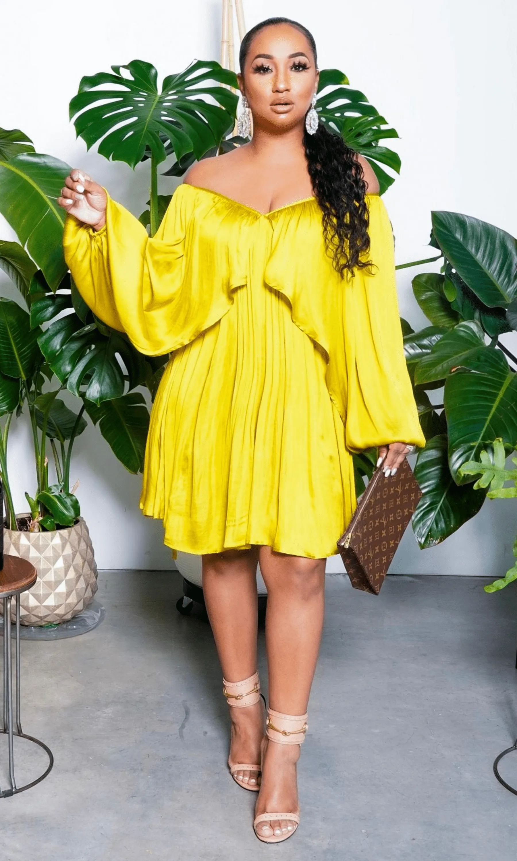 She's Classy | Flow Dress - Chartreuse