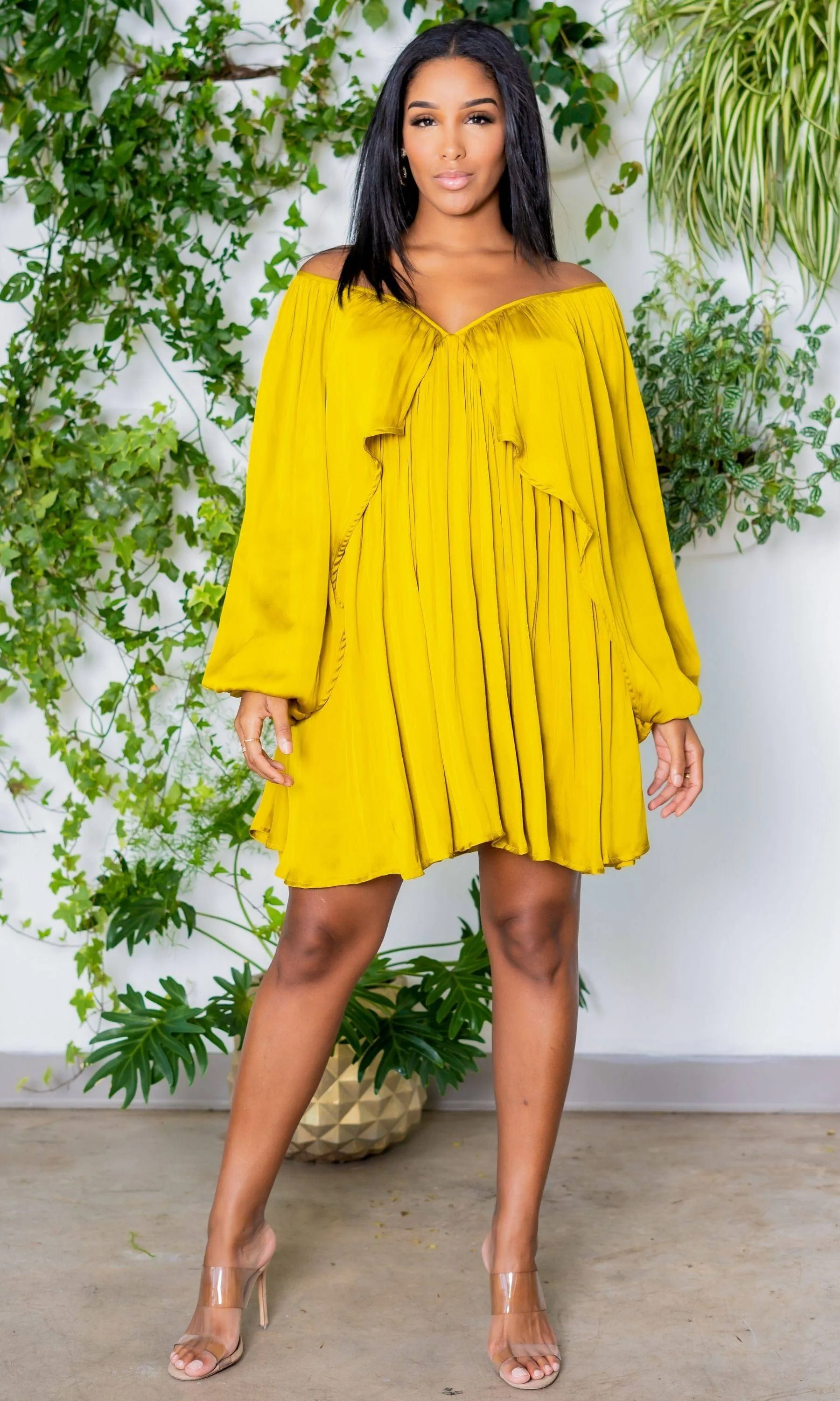 She's Classy | Flow Dress - Chartreuse