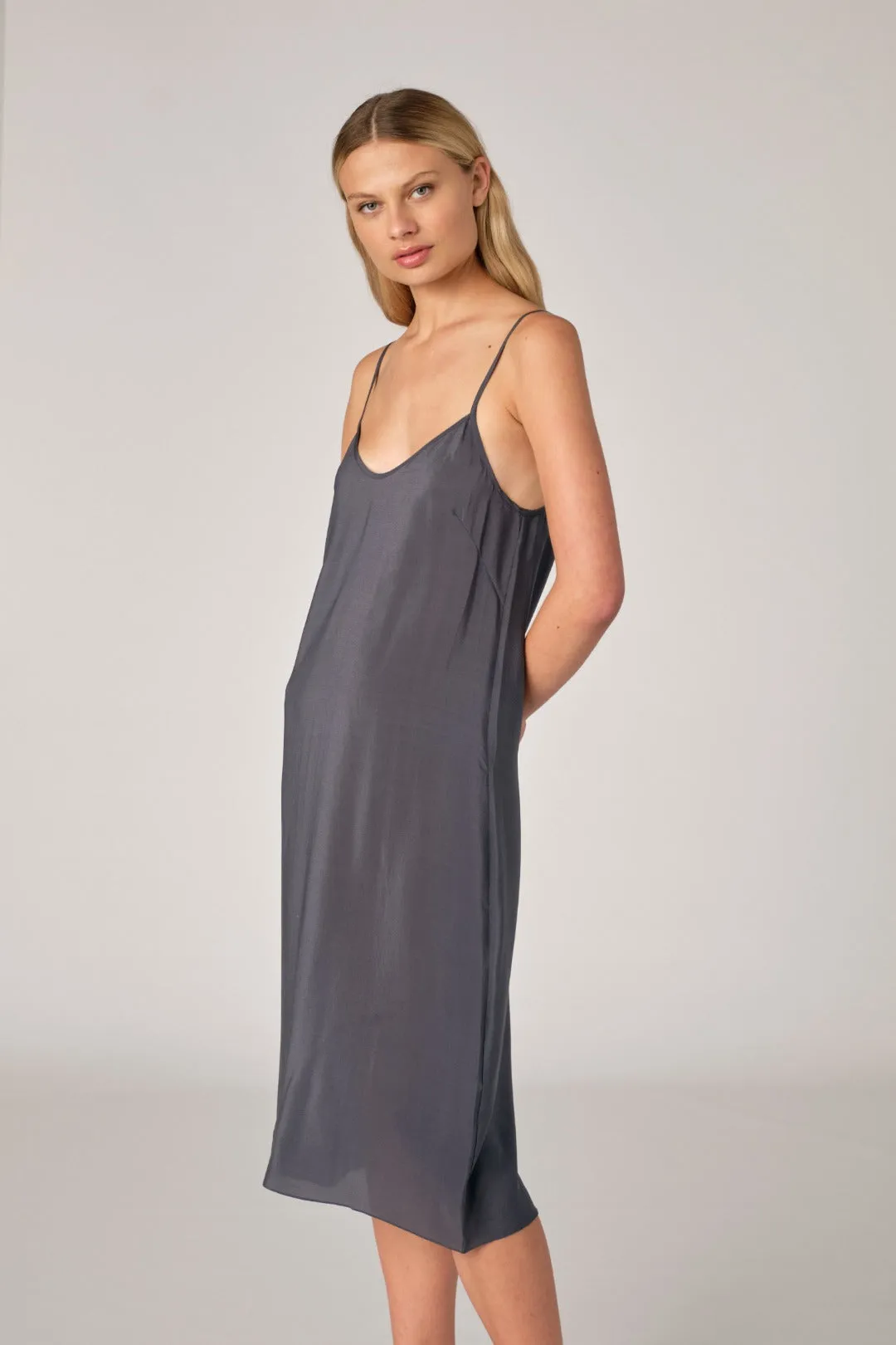 Silk Crepe Slip - Graphite