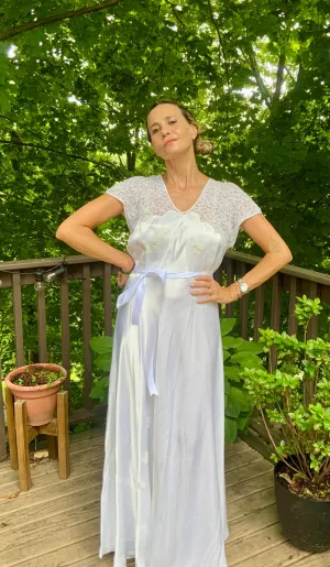 Silk White Bridal Nightgown - 50s