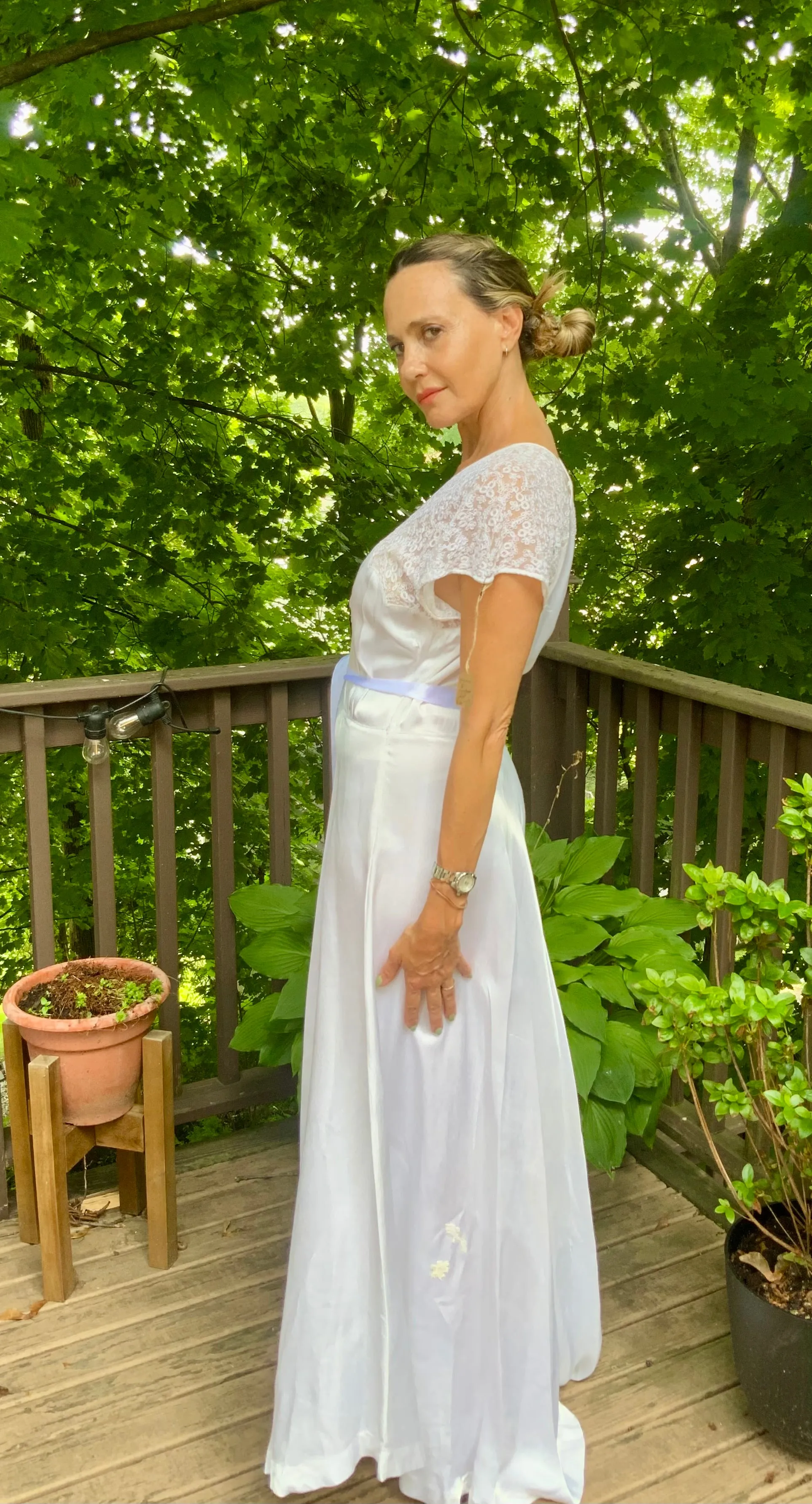 Silk White Bridal Nightgown - 50s