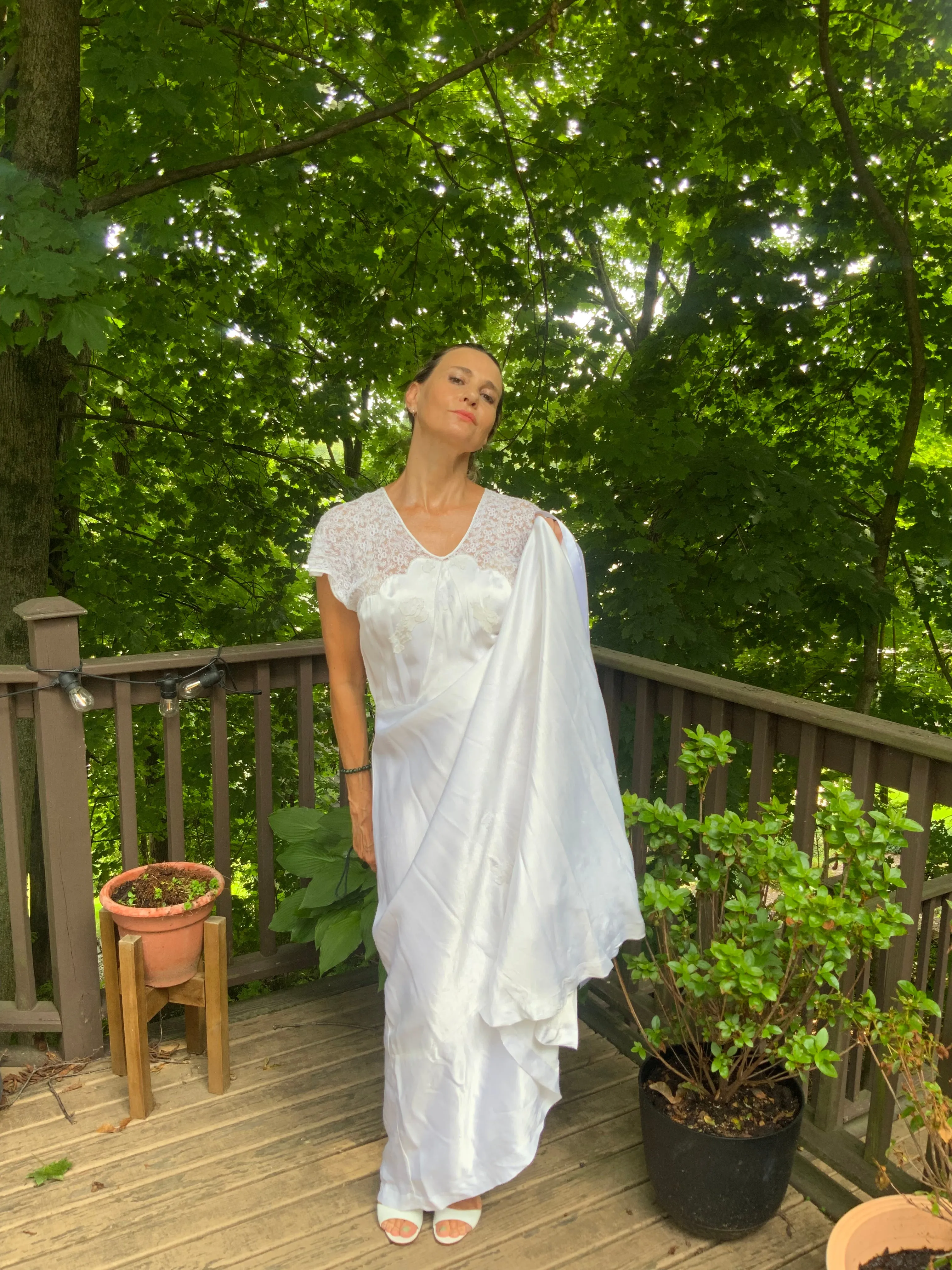 Silk White Bridal Nightgown - 50s