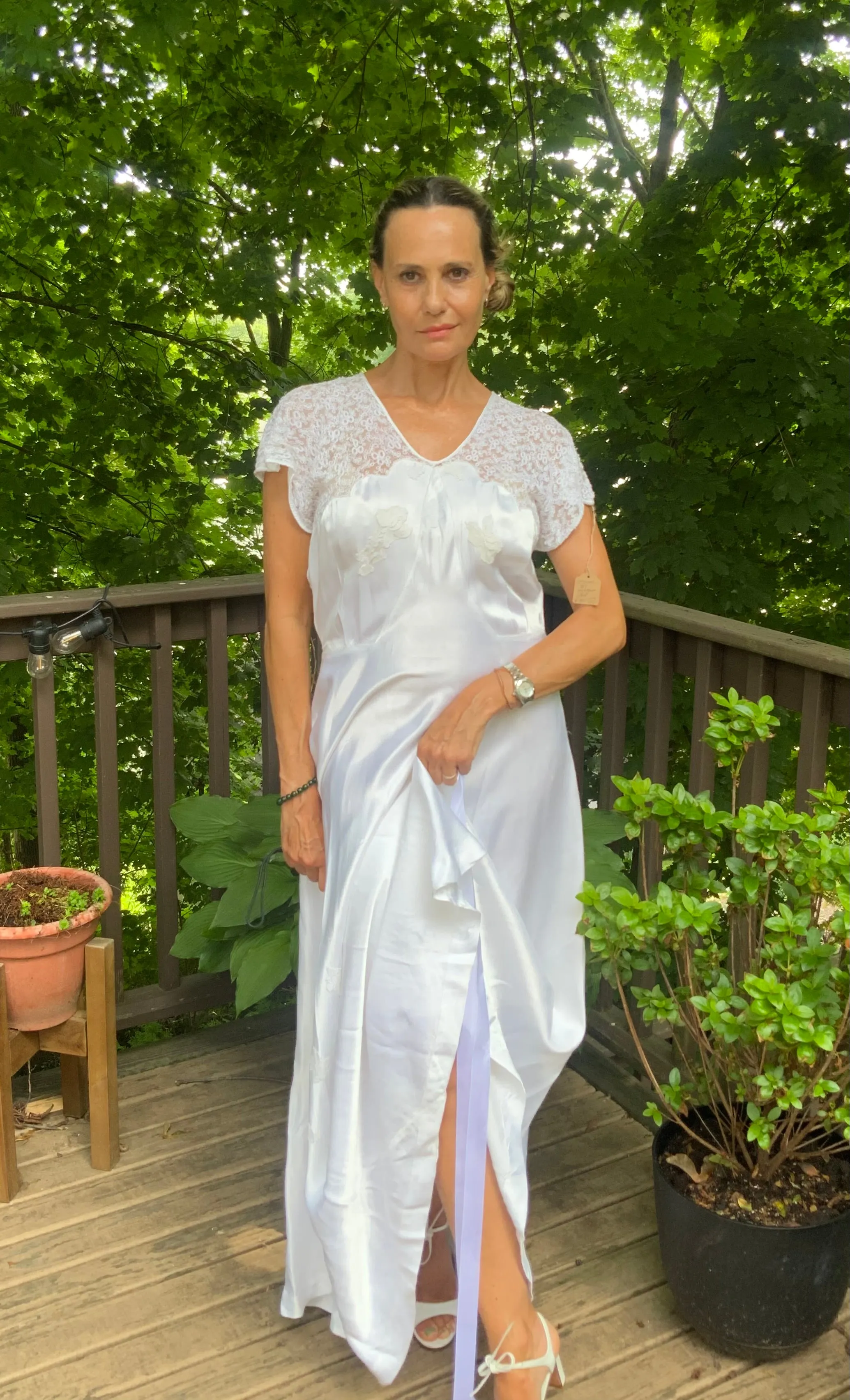 Silk White Bridal Nightgown - 50s