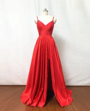 Simple Criss Cross Back Red Prom Dress