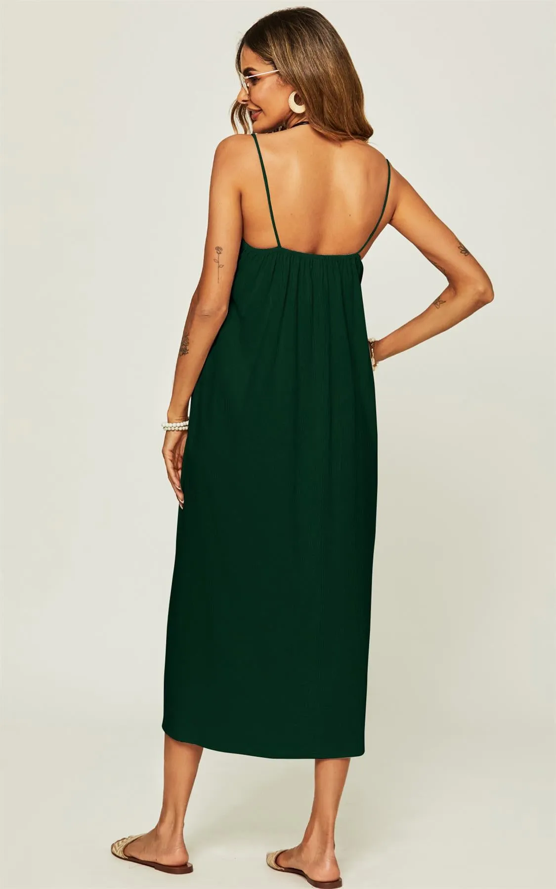 Slip Dress In Dark Green