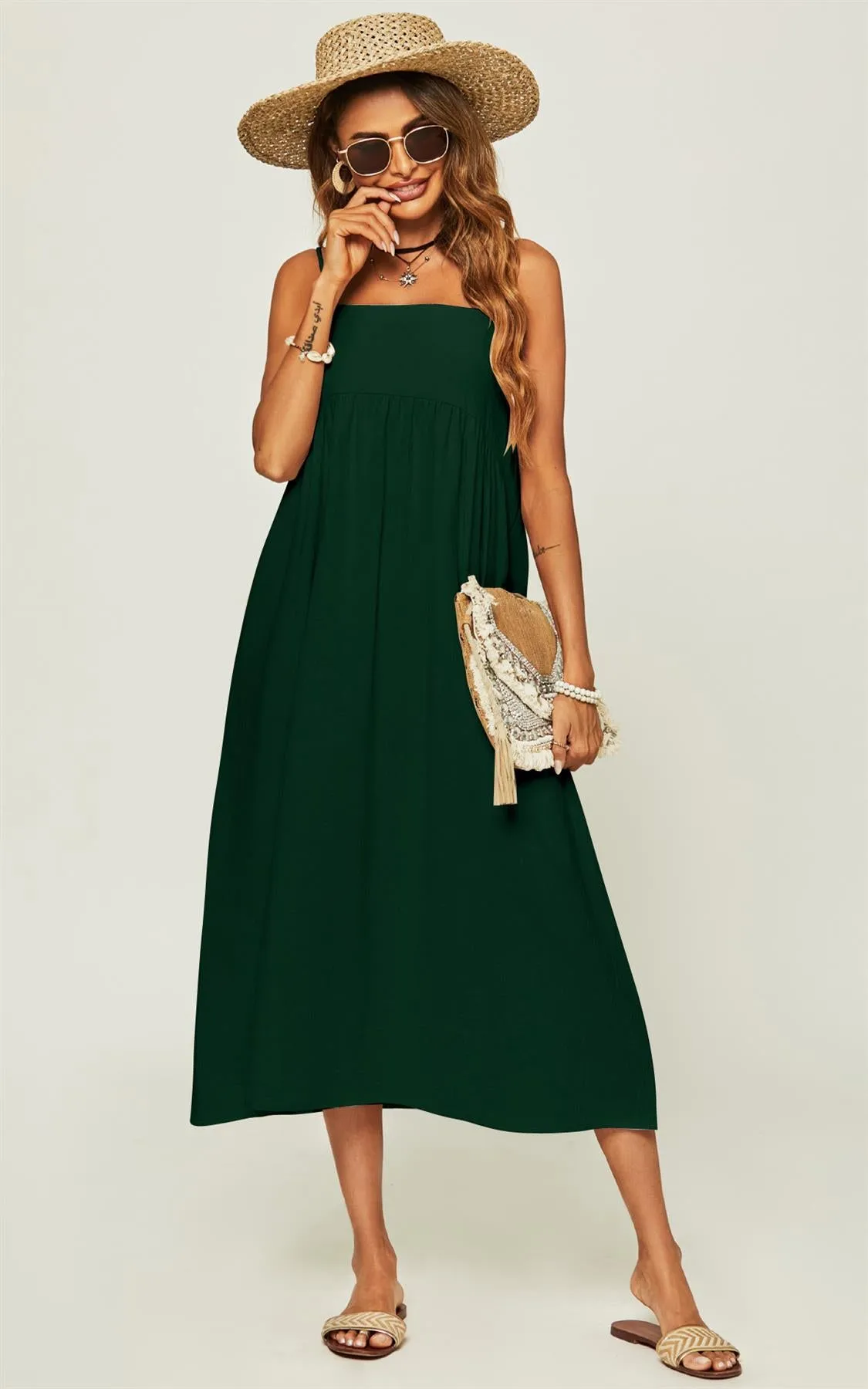 Slip Dress In Dark Green